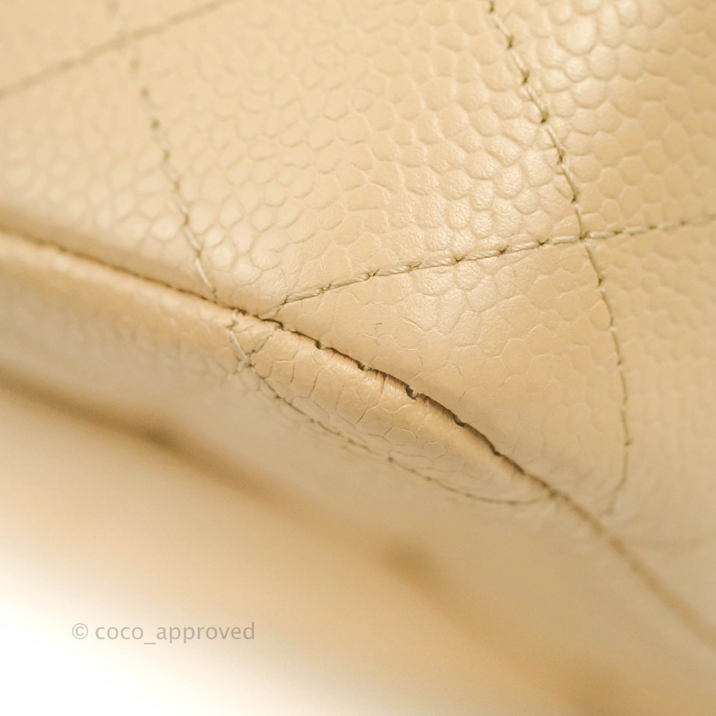 Chanel Classic M/L Medium Flap Quilted Beige Caviar Gold Hardware