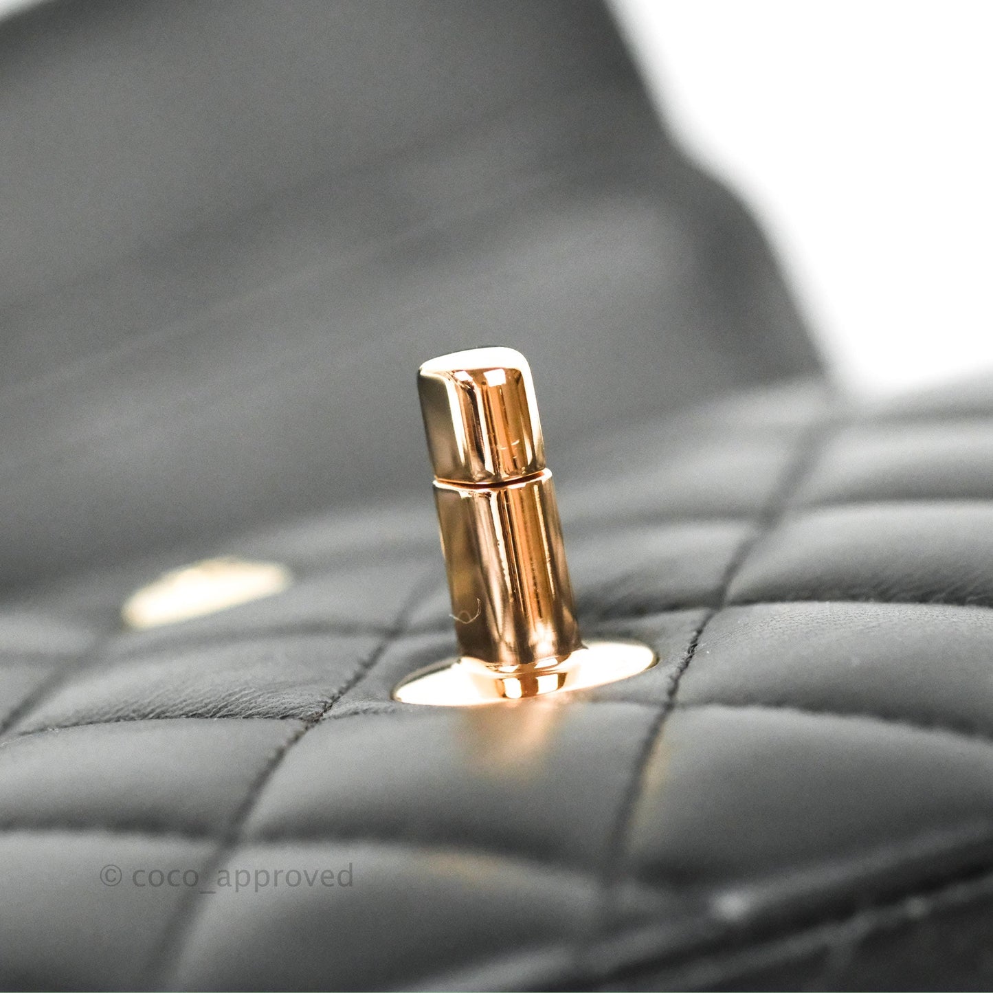 Chanel Classic M/L Medium Flap Black Lambskin Rose Pink-Gold Hardware