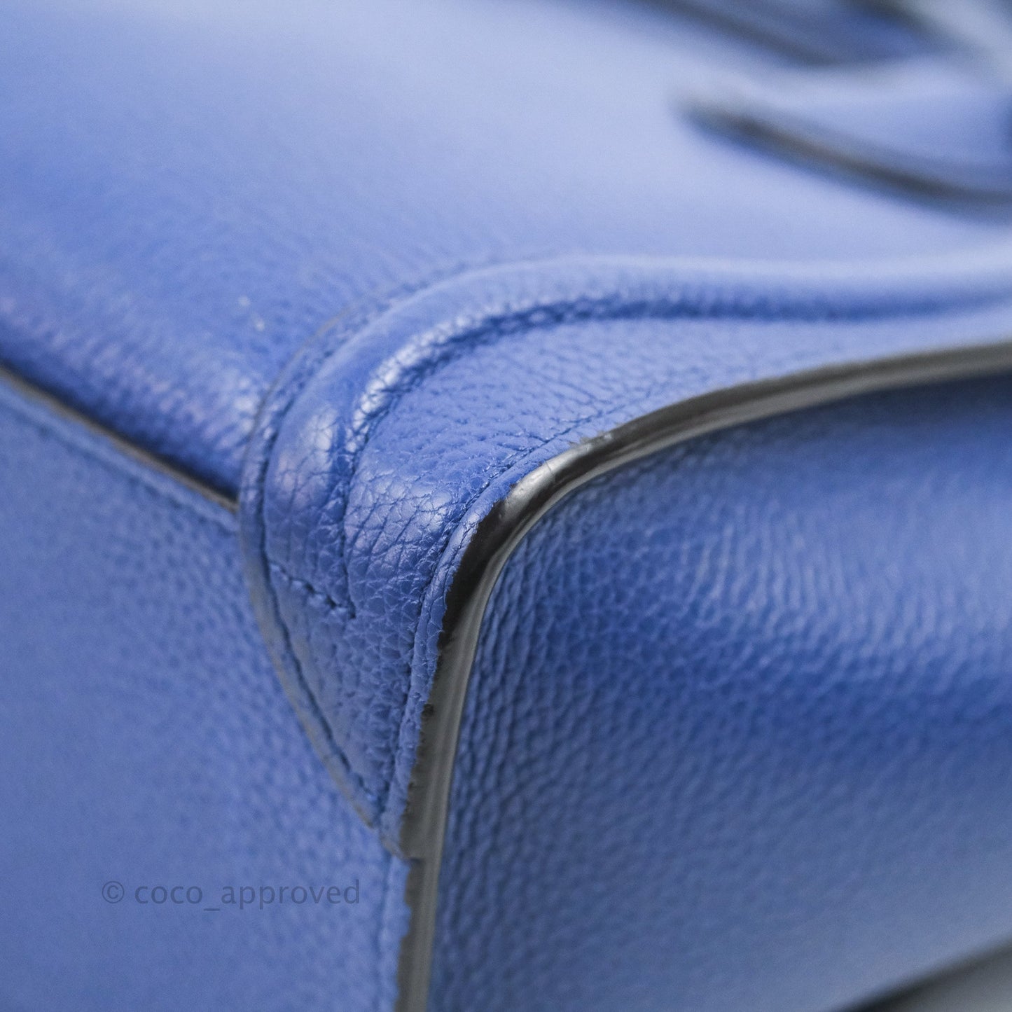 Celine Nano Luggage Dark Blue Drummed Calfskin Gold Hardware