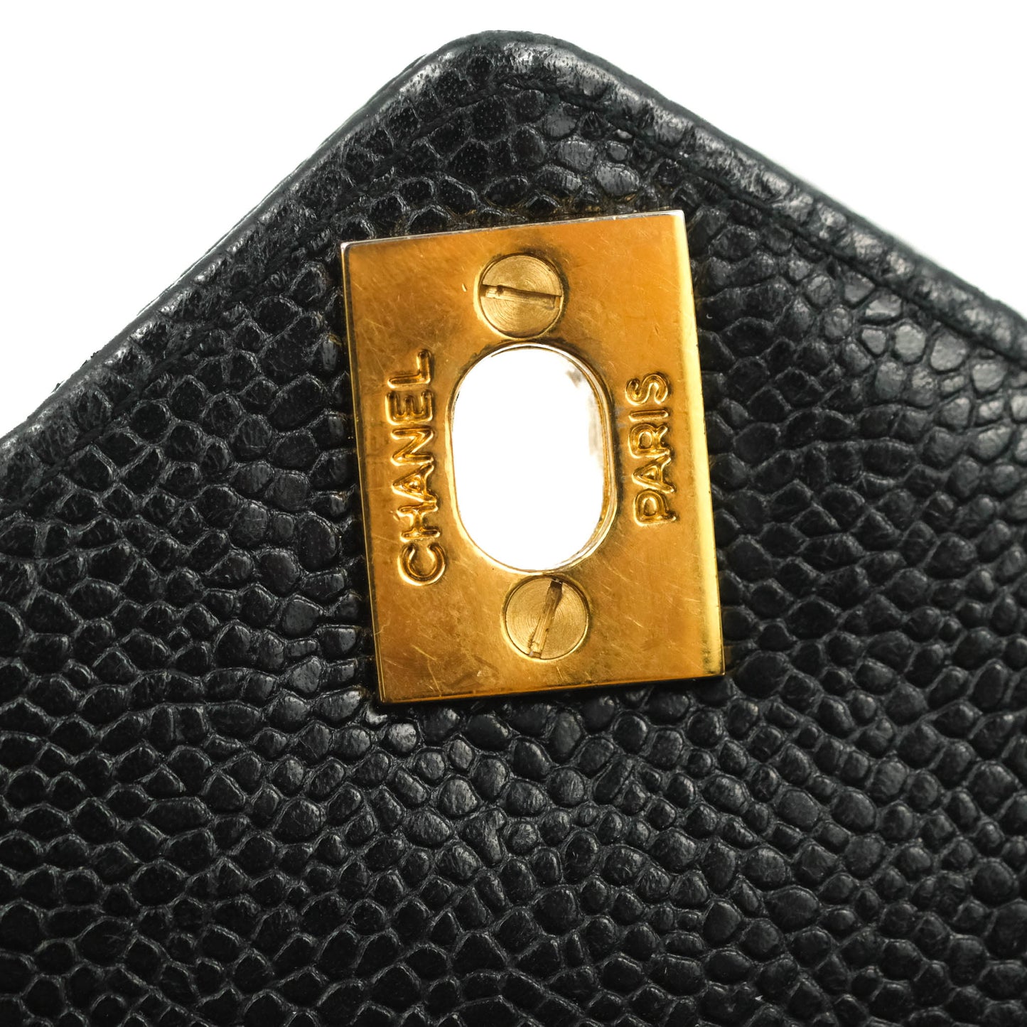 Chanel Vintage Chevron Envelope Flap Bag Black Caviar 24K Gold Hardware