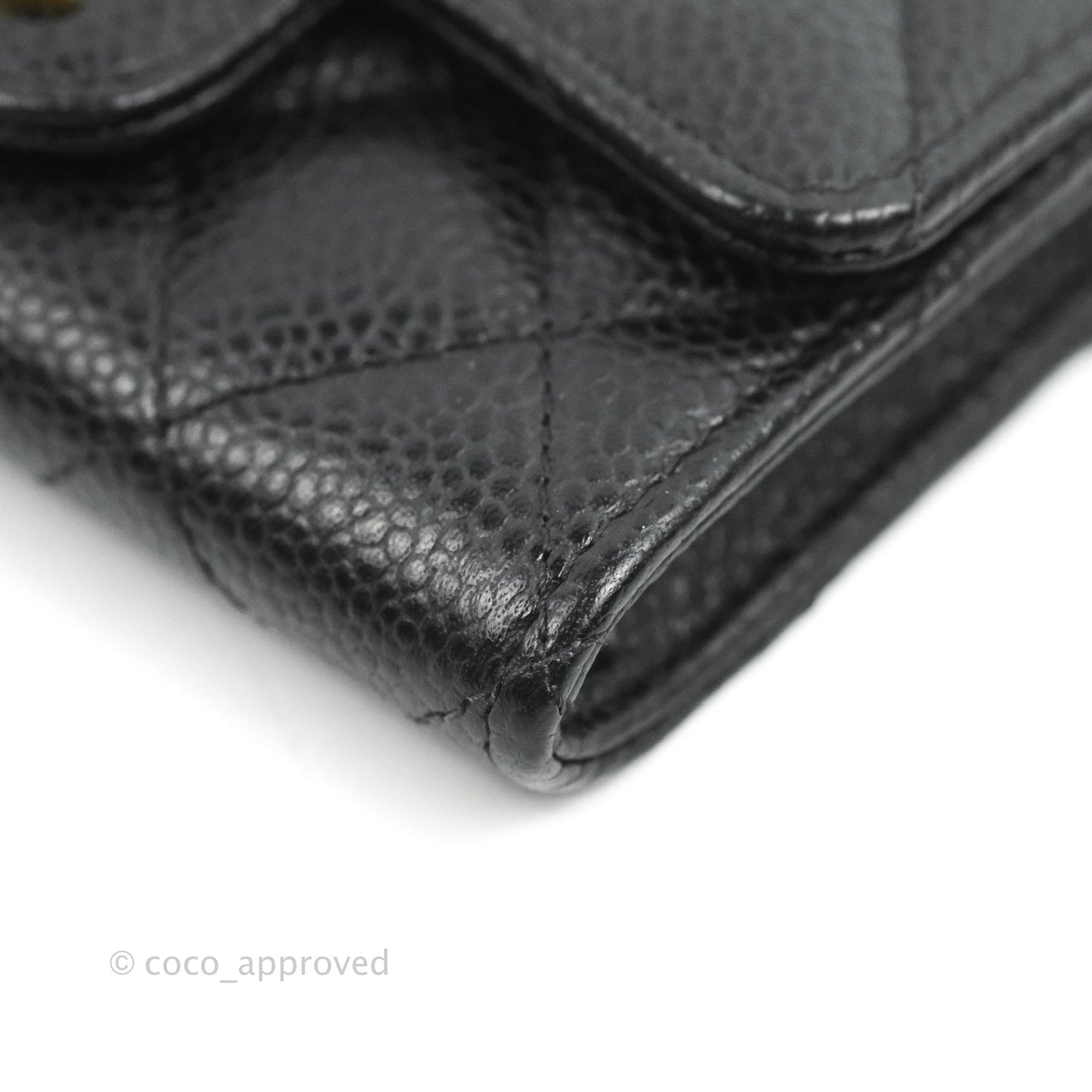 Chanel Quilted Flap Card Holder Black Caviar Gold Hardware