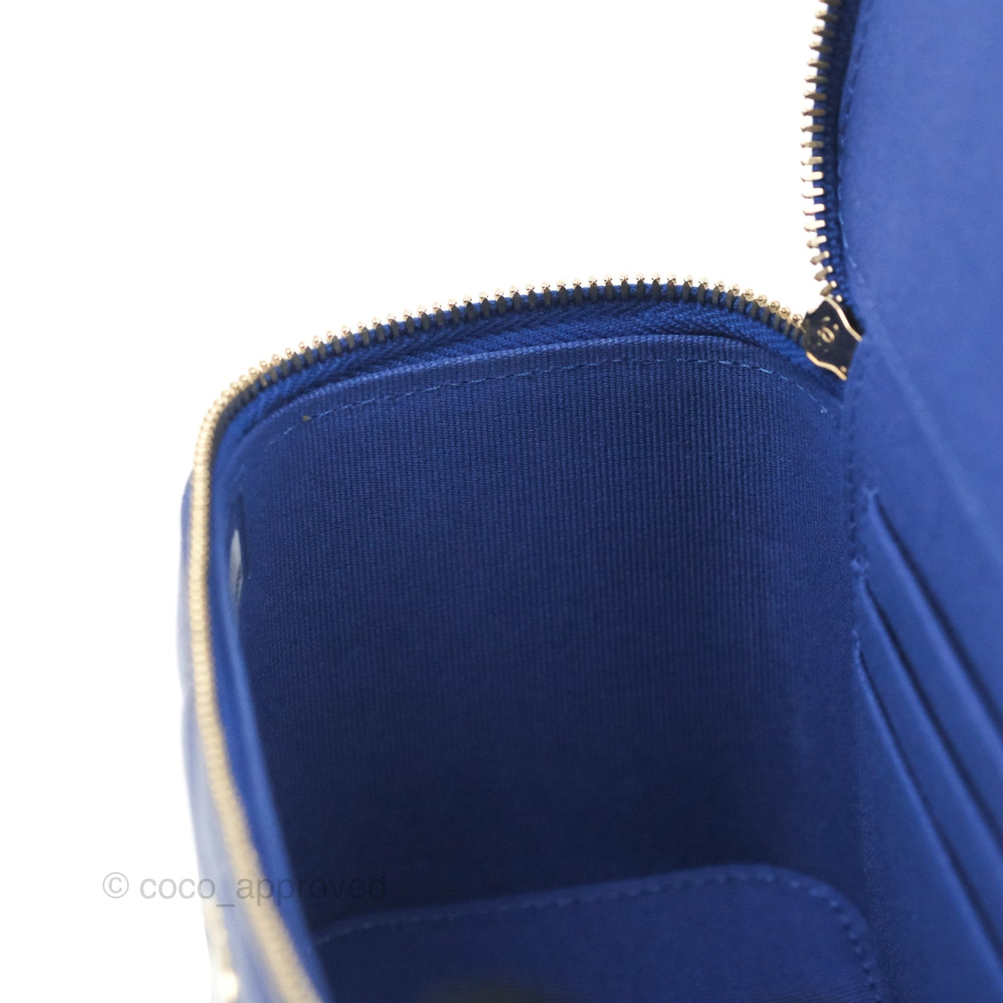 Chanel Vanity Rectangular Top Handle Blue Lambskin Gold Hardware