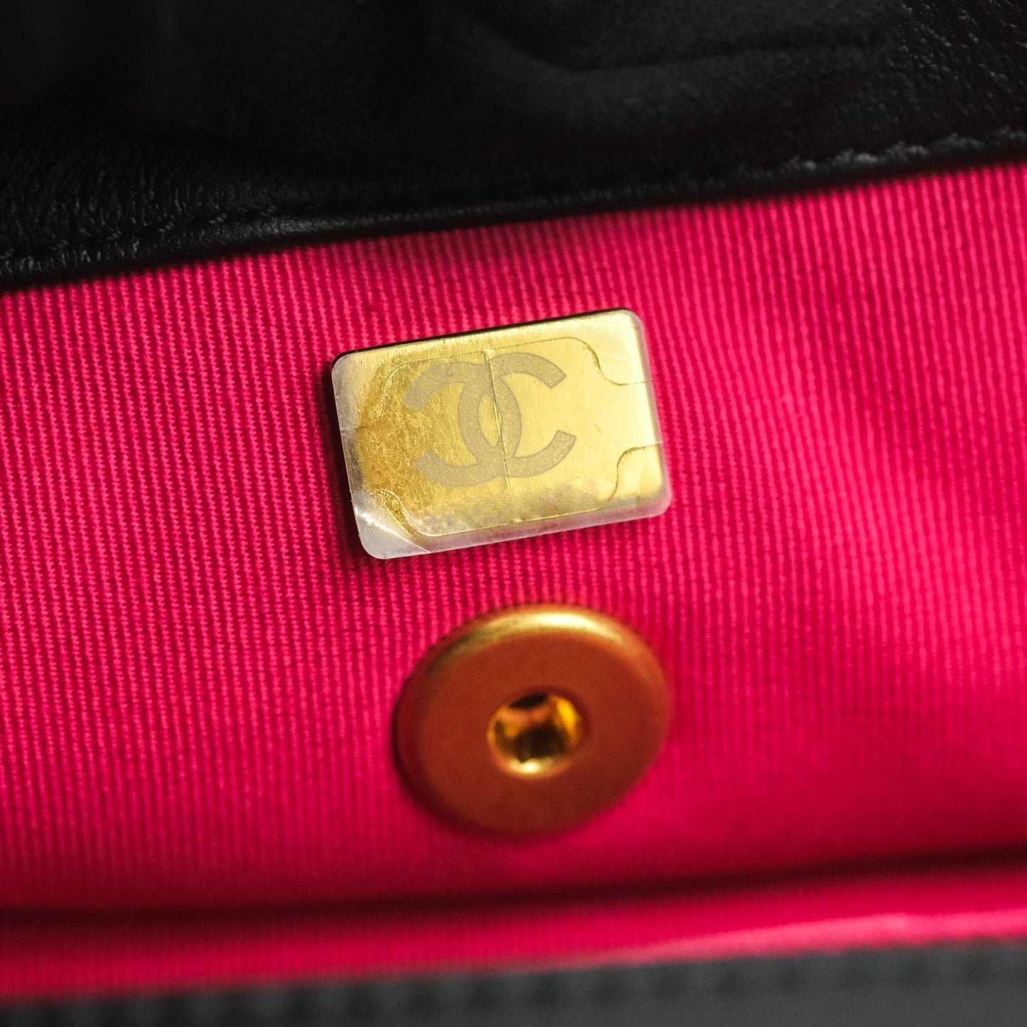 Chanel Small Chain Bar Flap Bag Black Calfskin Aged Gold Hardware