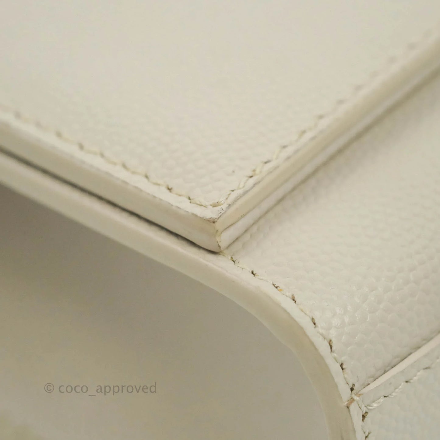 Saint Laurent Small Classic Monogram Kate Tassel Satchel White Grained Calfskin