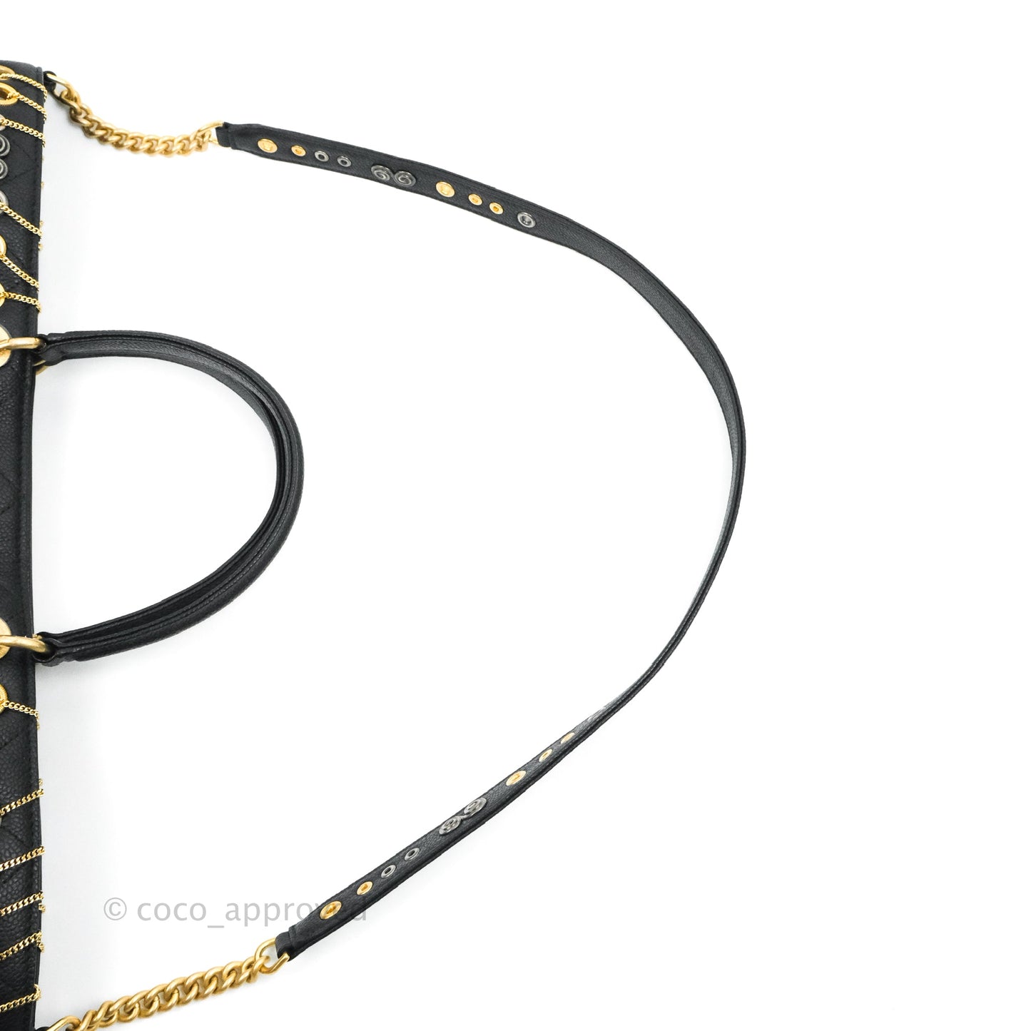 Chanel Quilted Shopping Tote Black Caviar Aged Gold Hardware 18C