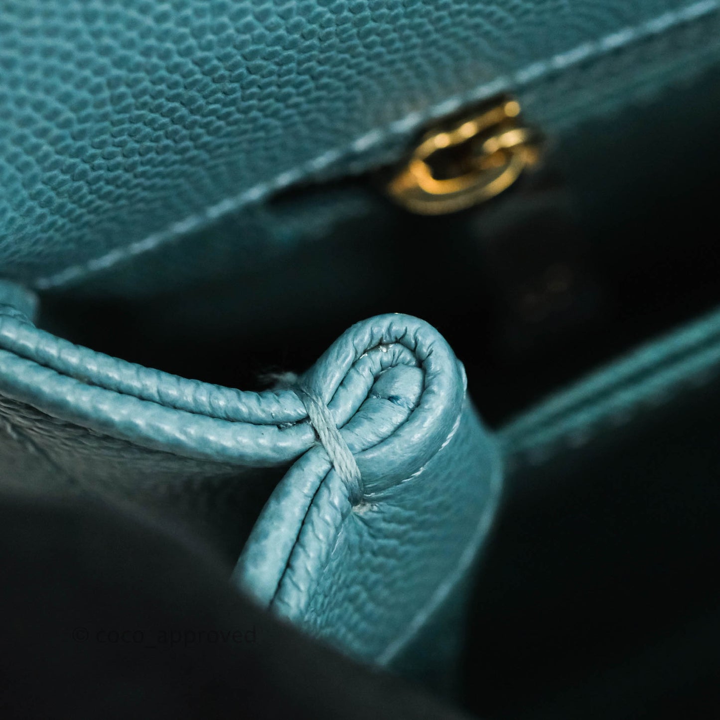 Chanel Small Coco Handle Chevron Blue Caviar Gold Hardware