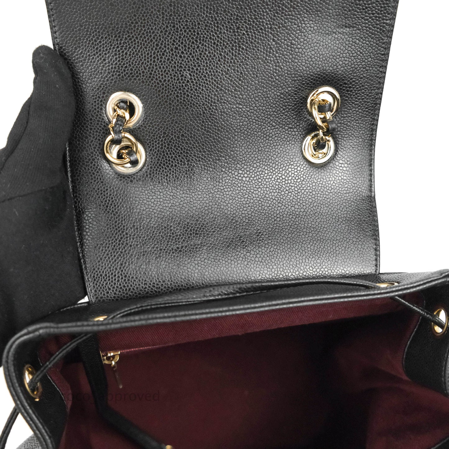 Chanel Quilted Business Affinity Backpack Black Caviar Light Gold Hardware