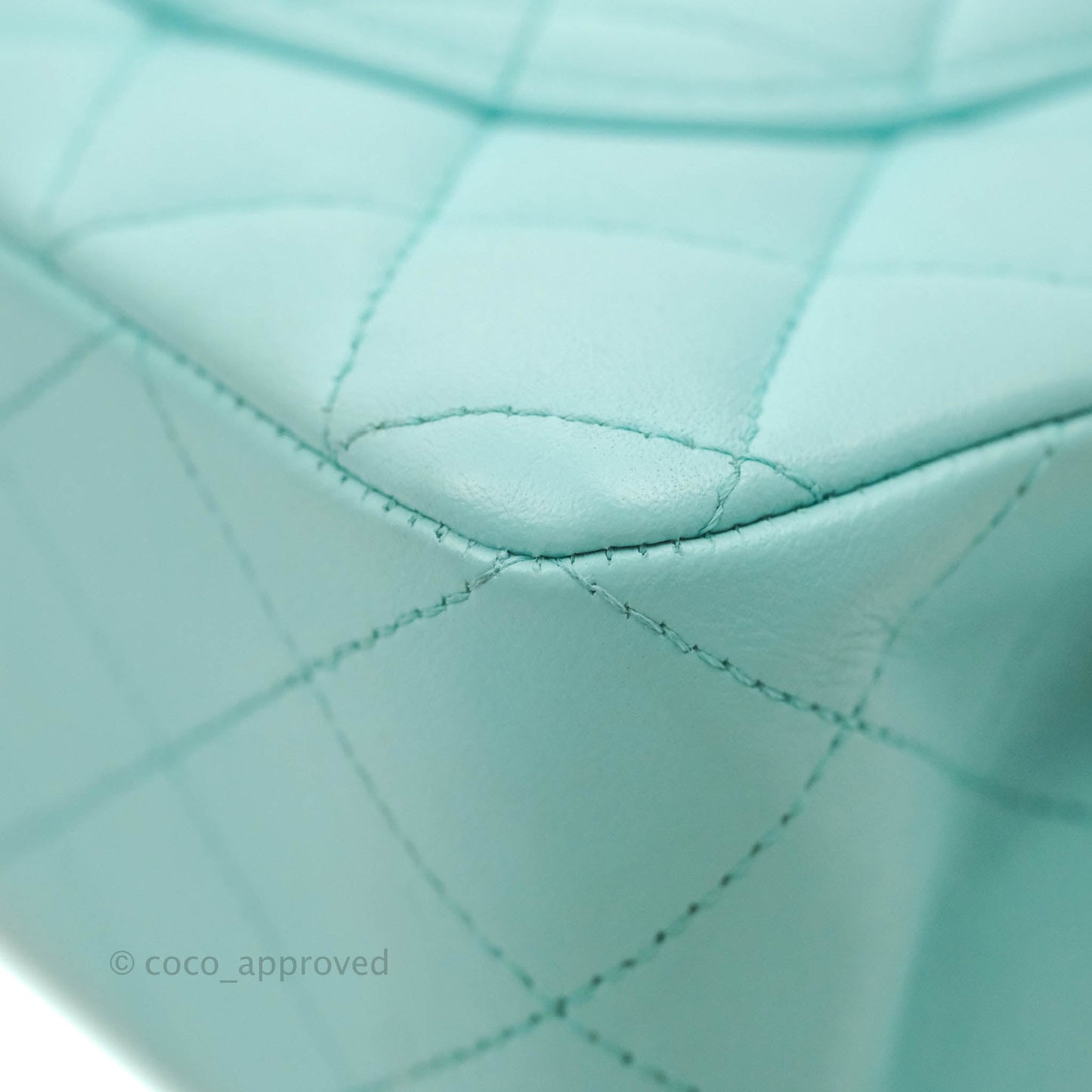 Chanel Small Classic Quilted Flap Tiffany Blue Lambskin Silver Hardware