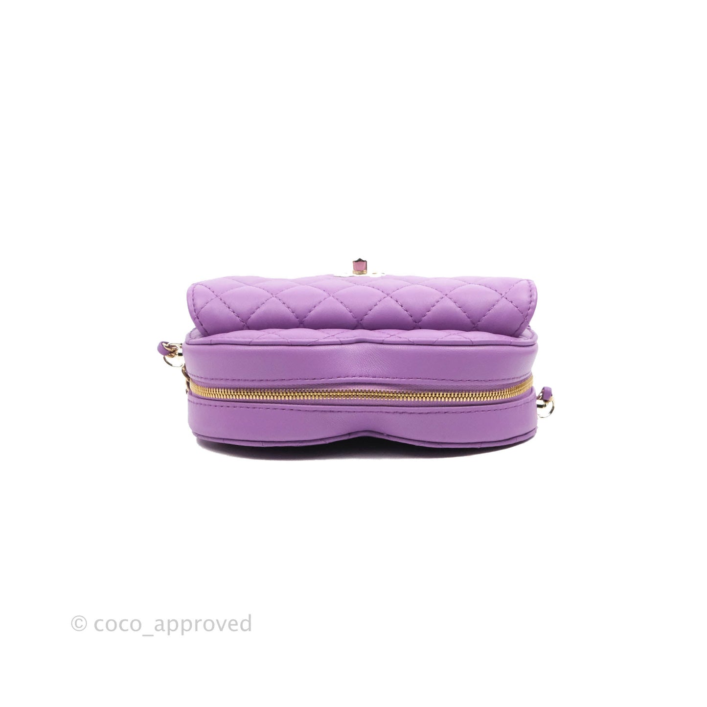 Chanel Large Heart Bag Purple Lambskin Gold Hardware 22S