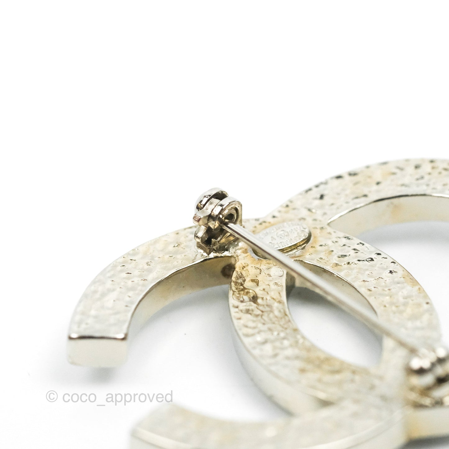 Chanel CC Pearl Brooch Silver Tone 13V