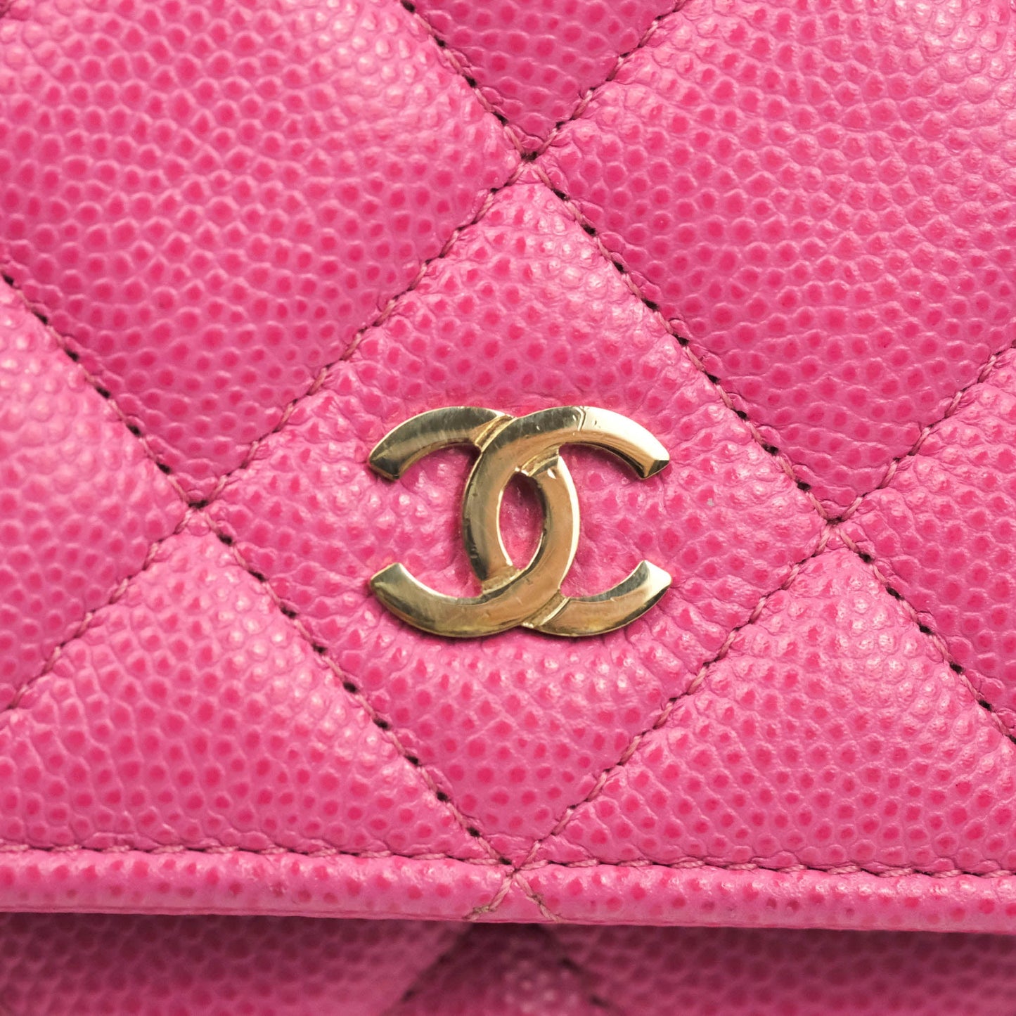 Chanel Quilted Wallet on Chain WOC Pink Caviar Gold Hardware