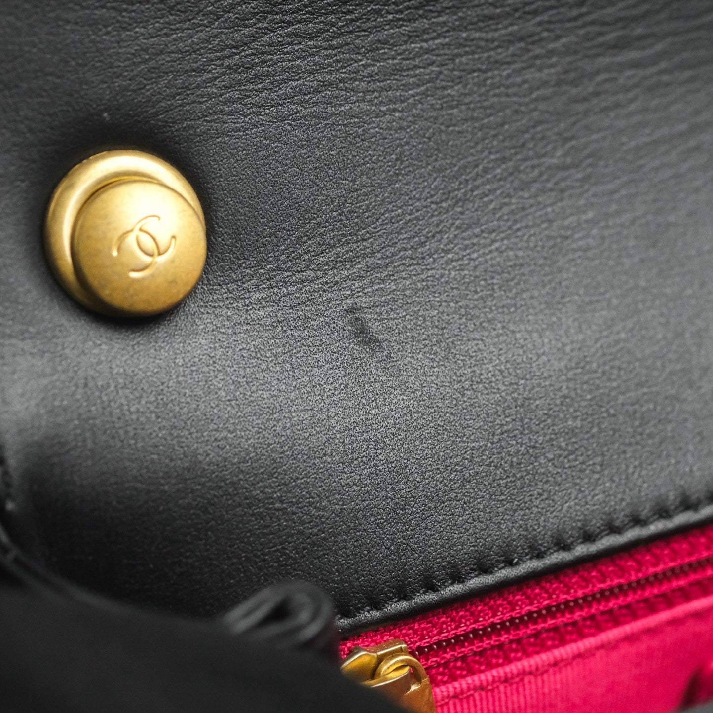 Chanel Small Chain Bar Flap Bag Black Calfskin Aged Gold Hardware