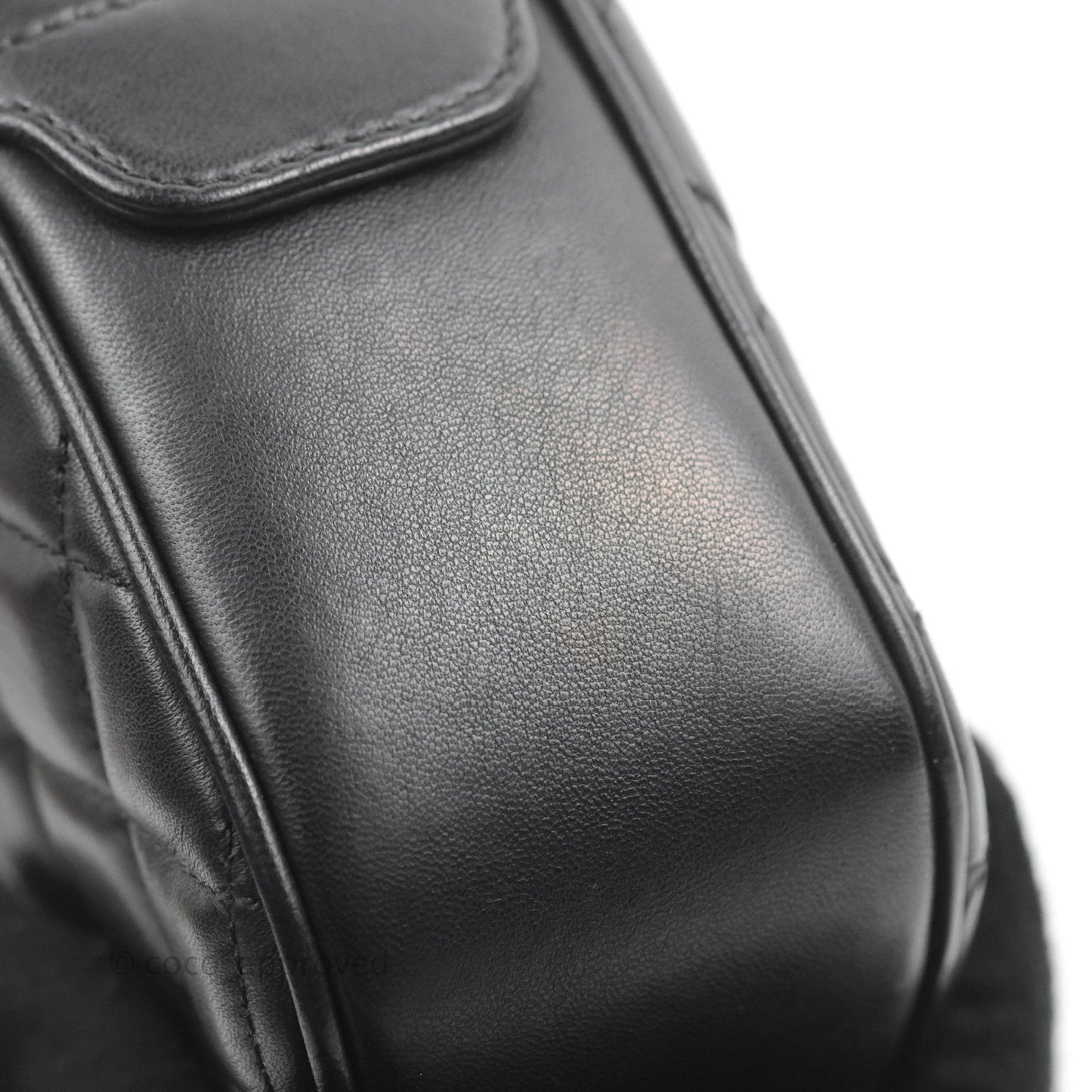 Chanel Quilted Camera Case Bag Black Lambskin Aged Gold Hardware