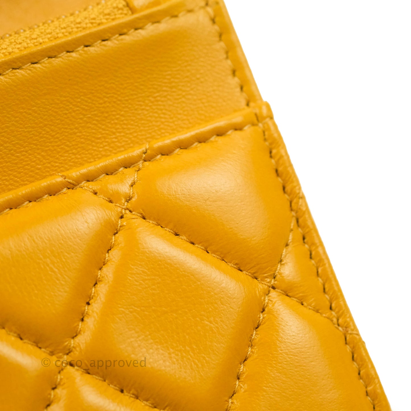 Chanel Quilted Classic Chain Around WOC Yellow Lambskin Aged Gold Hardware