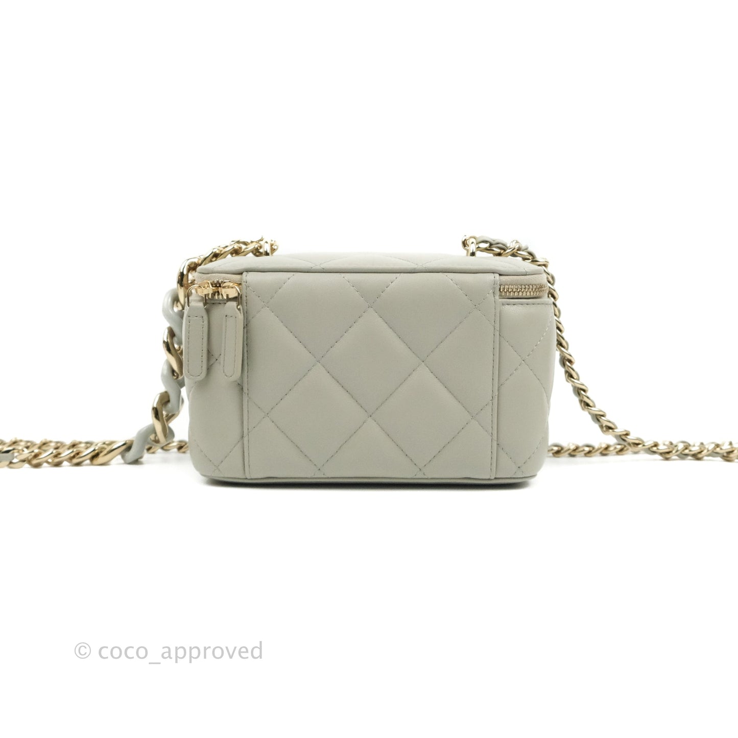 Chanel Resin Elegant Chain Vanity Case Grey Lambskin Gold Hardware