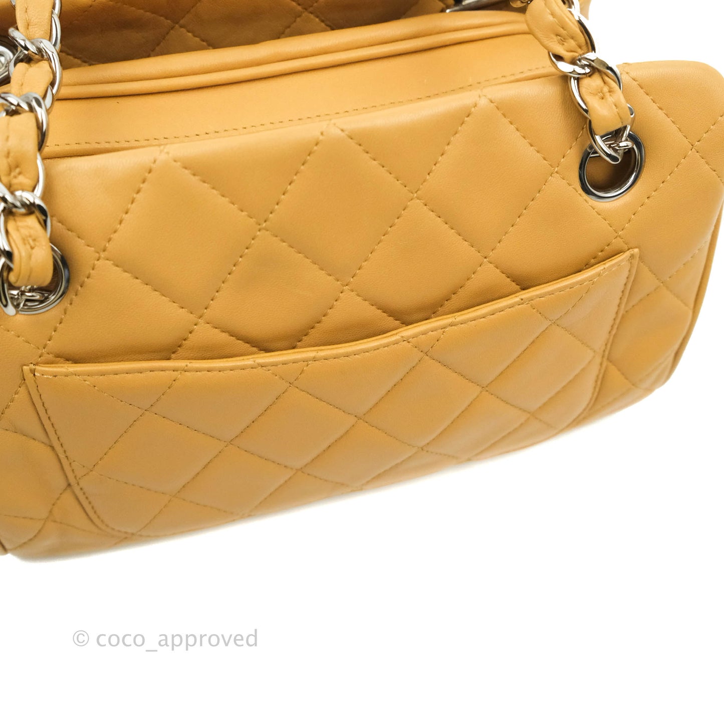 Chanel Quilted Bowling Bag Beige Lambskin Silver Hardware