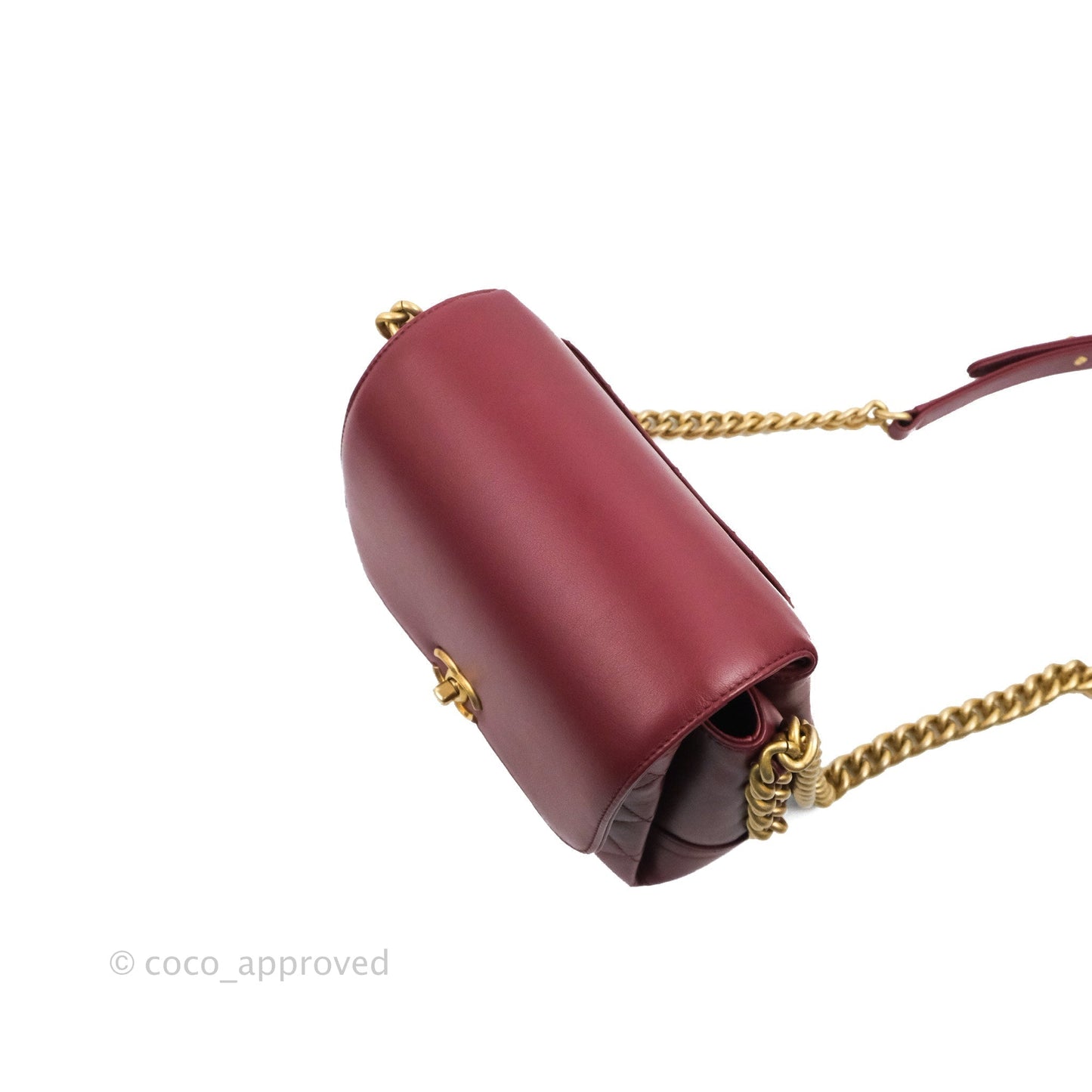 Chanel Flap Bag Dark Red Calfskin Aged Gold Hardware