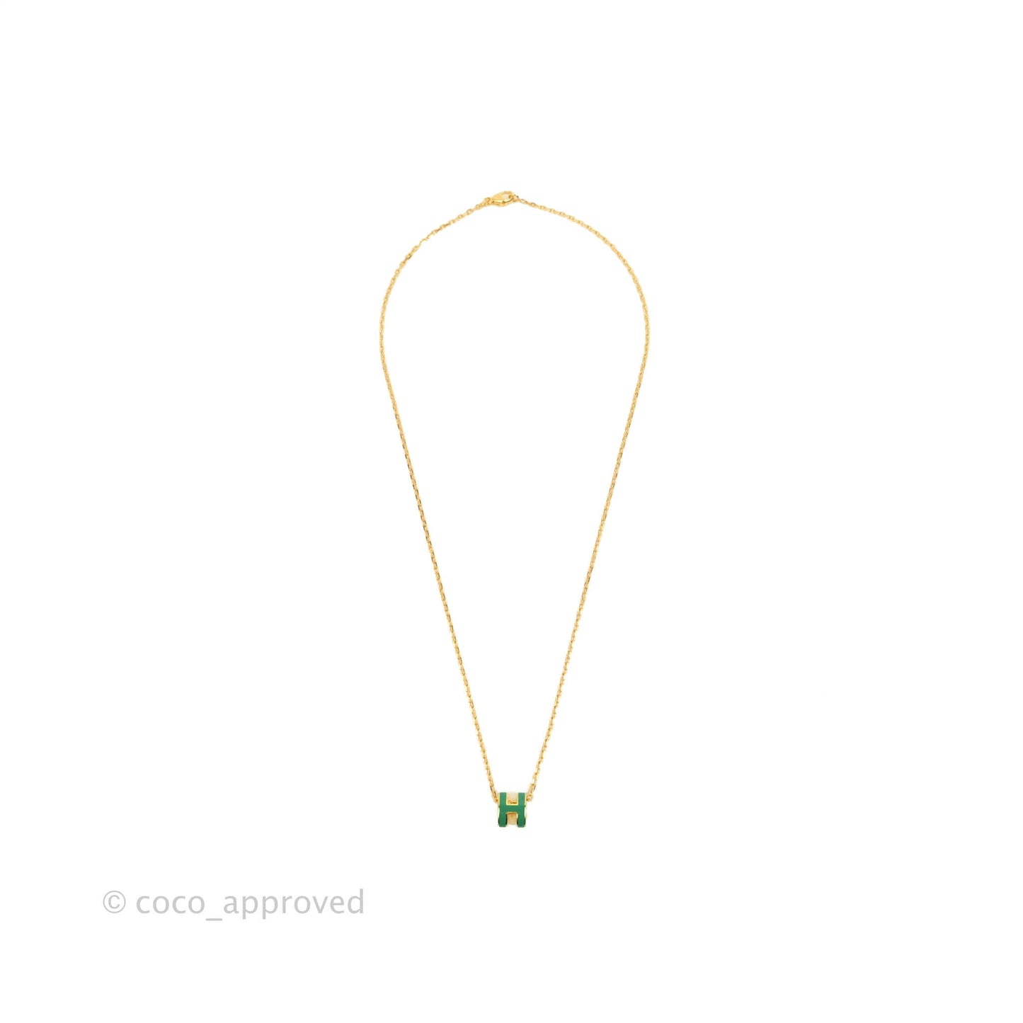 Hermès Mini Pop H Green Pendant Necklace Gold Hardware