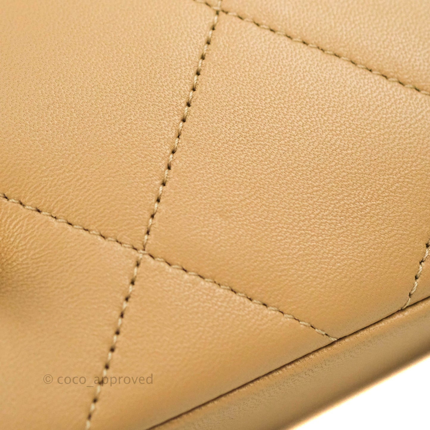 Chanel A Real Catch Quilted Flap Bag Beige Aged Gold Hardware