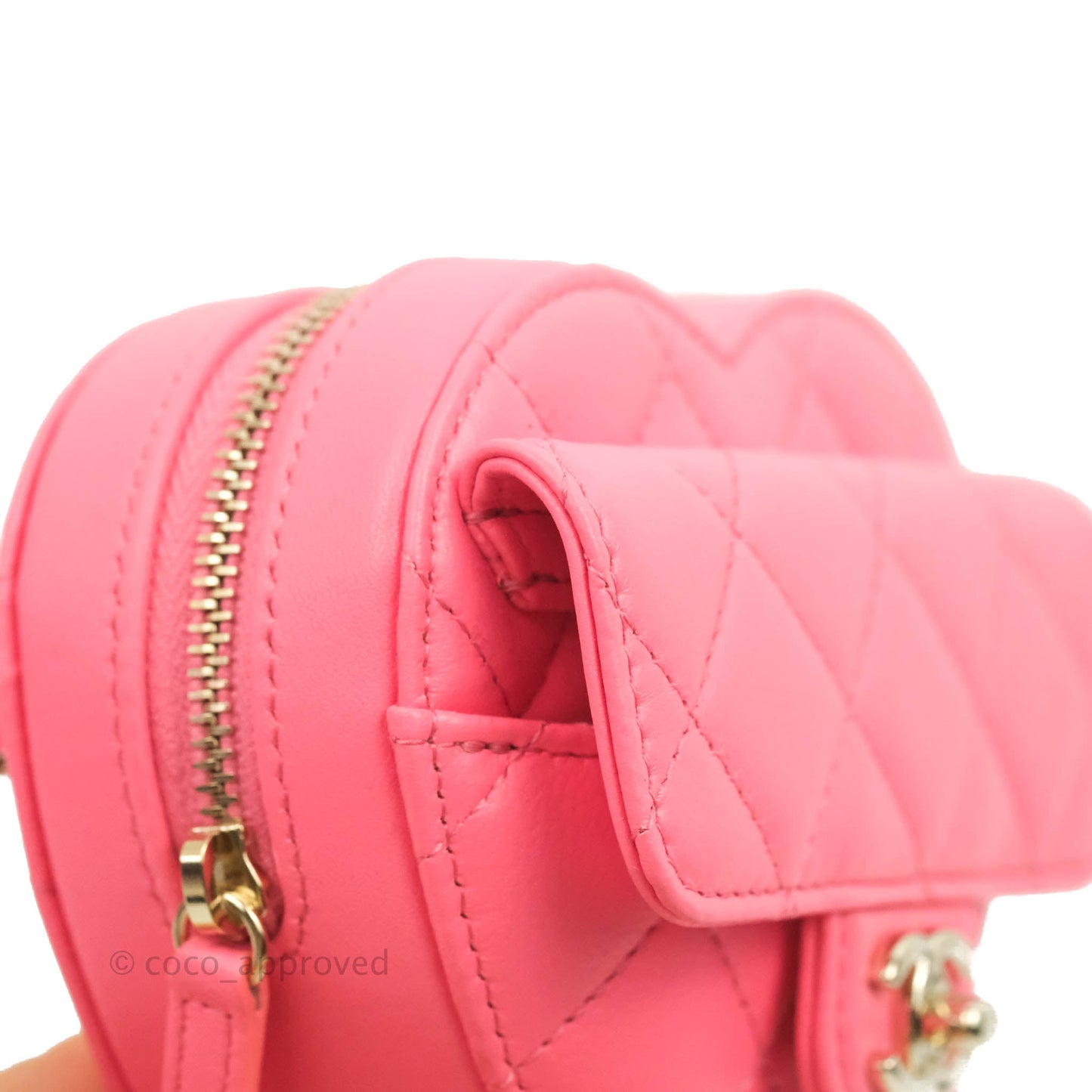 Chanel Mini Heart Belt Bag Pink Lambskin Gold Hardware 22S