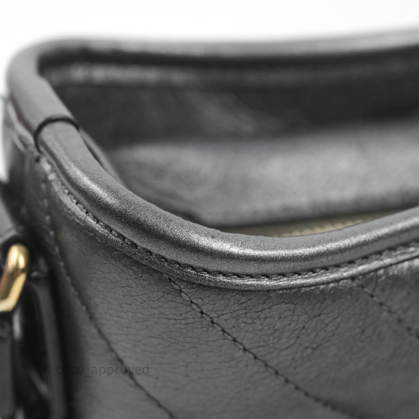 Chanel Chevron Small Gabrielle Hobo Iridescent Dark Grey Calfskin Mixed Hardware
