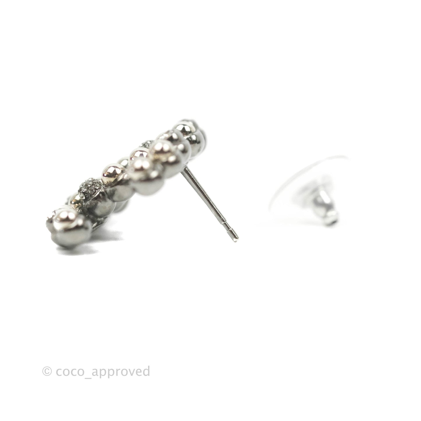 Chanel CC Crystal Earrings Gun Metal 22S