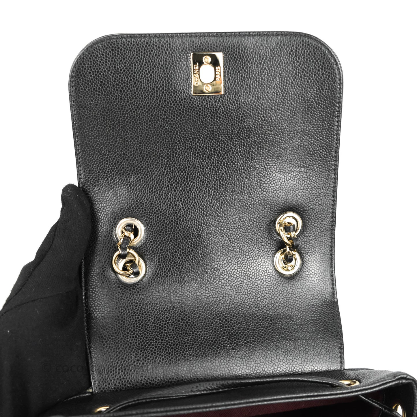 Chanel Quilted Business Affinity Backpack Black Caviar Light Gold Hardware