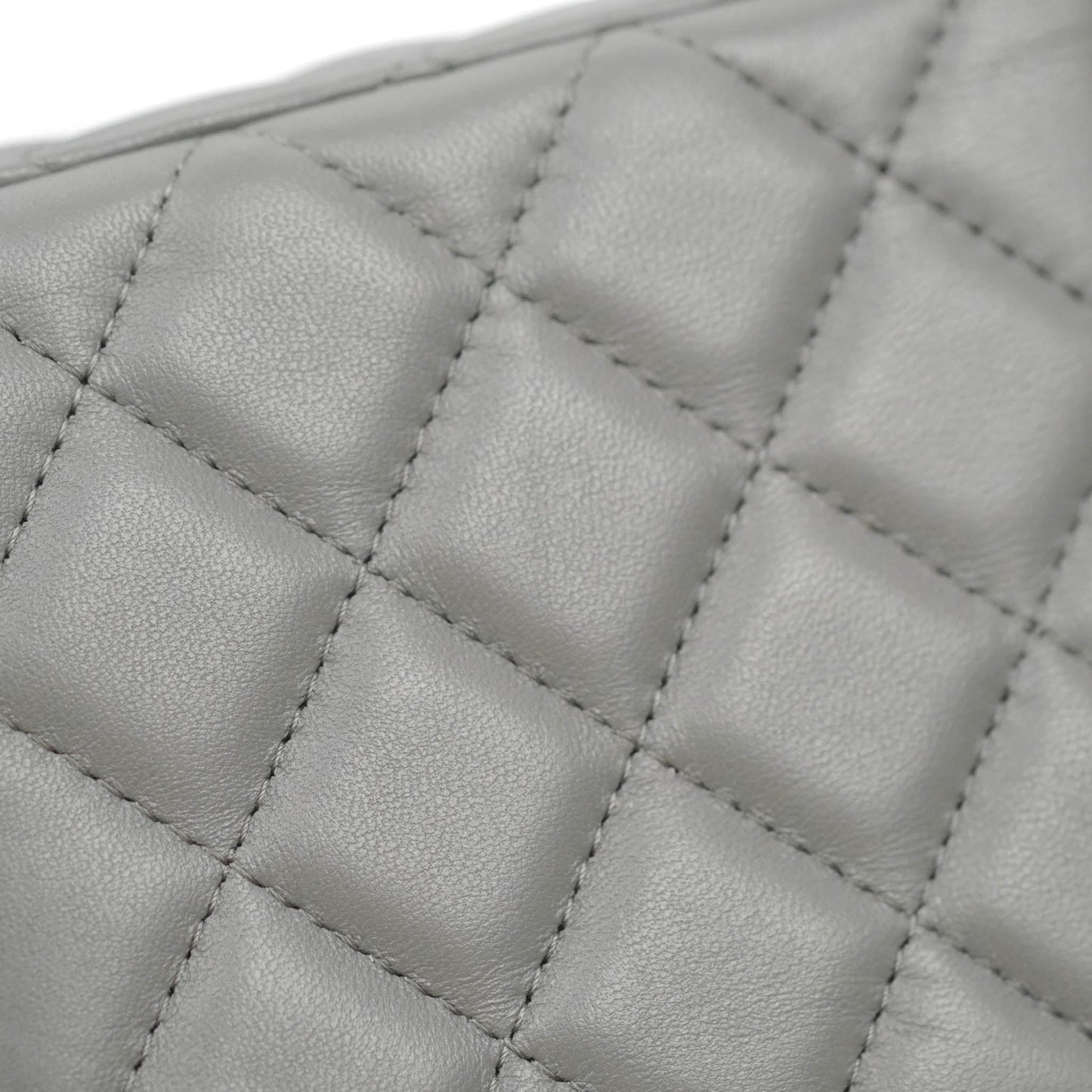 Chanel Vanity Rectangular Top Handle Grey Lambskin Gold Hardware