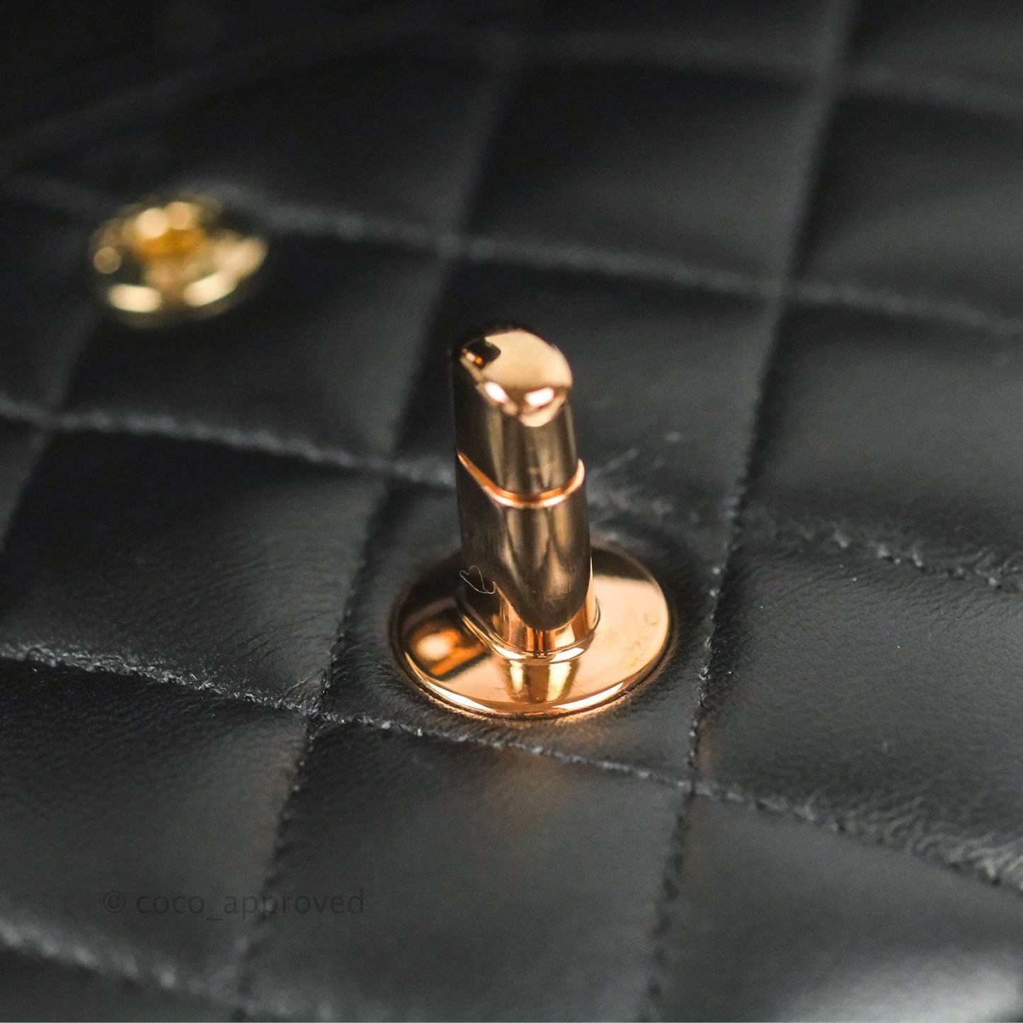 Chanel Classic M/L Medium Flap Black Lambskin Rose Pink-Gold Hardware