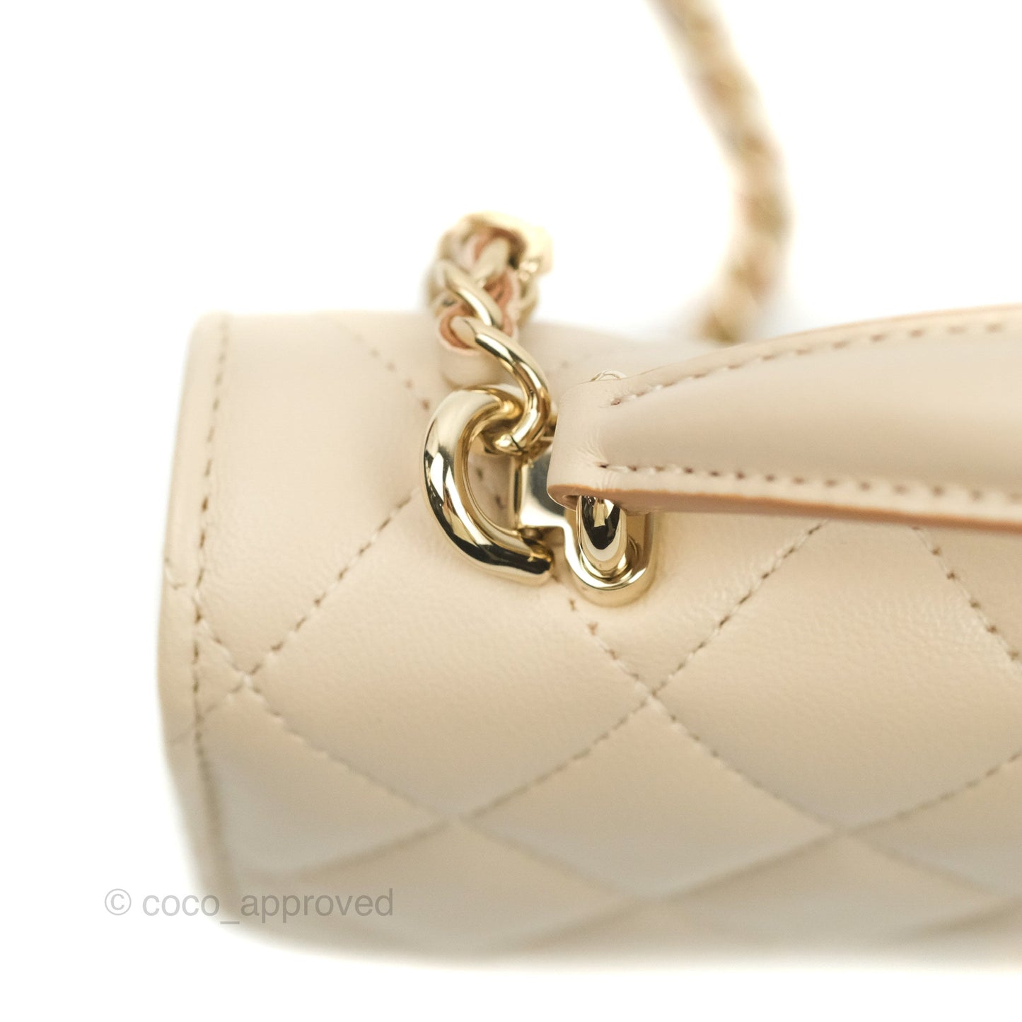 Chanel Top Handle Mini WOC Ecru/Beige Lambskin Gold Hardware 23P