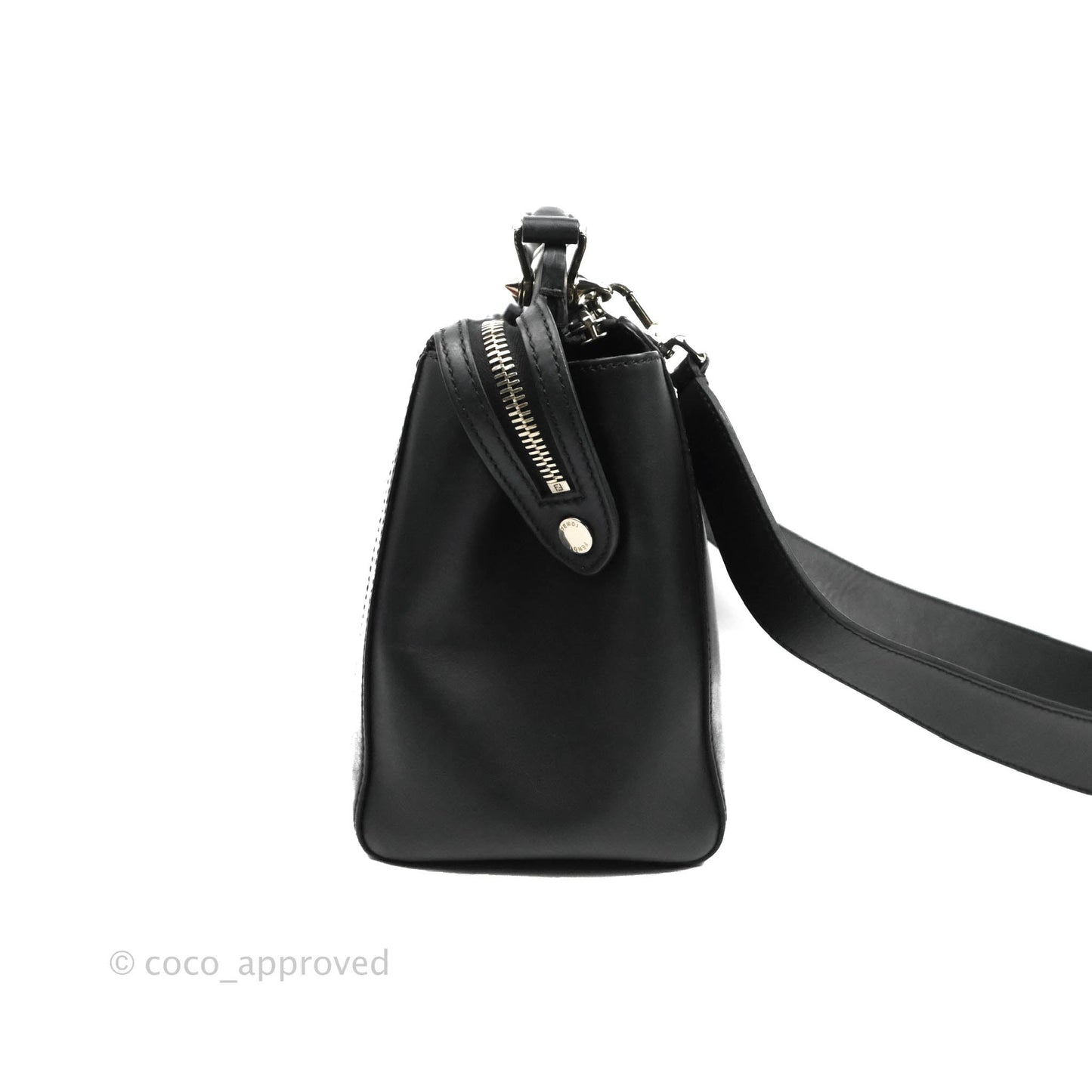 Fendi DotCom Satchel Bag Black Royal Blue Calfskin