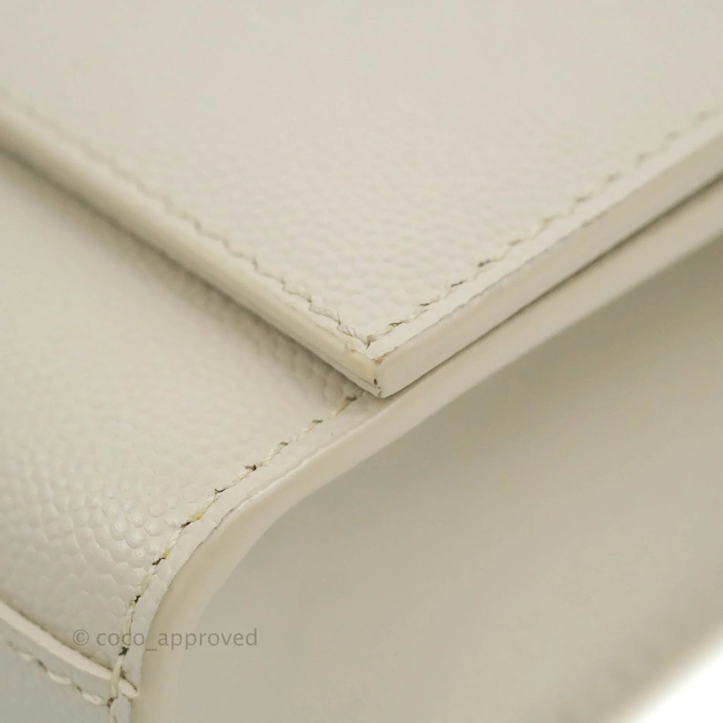 Saint Laurent Small Classic Monogram Kate Tassel Satchel White Grained Calfskin