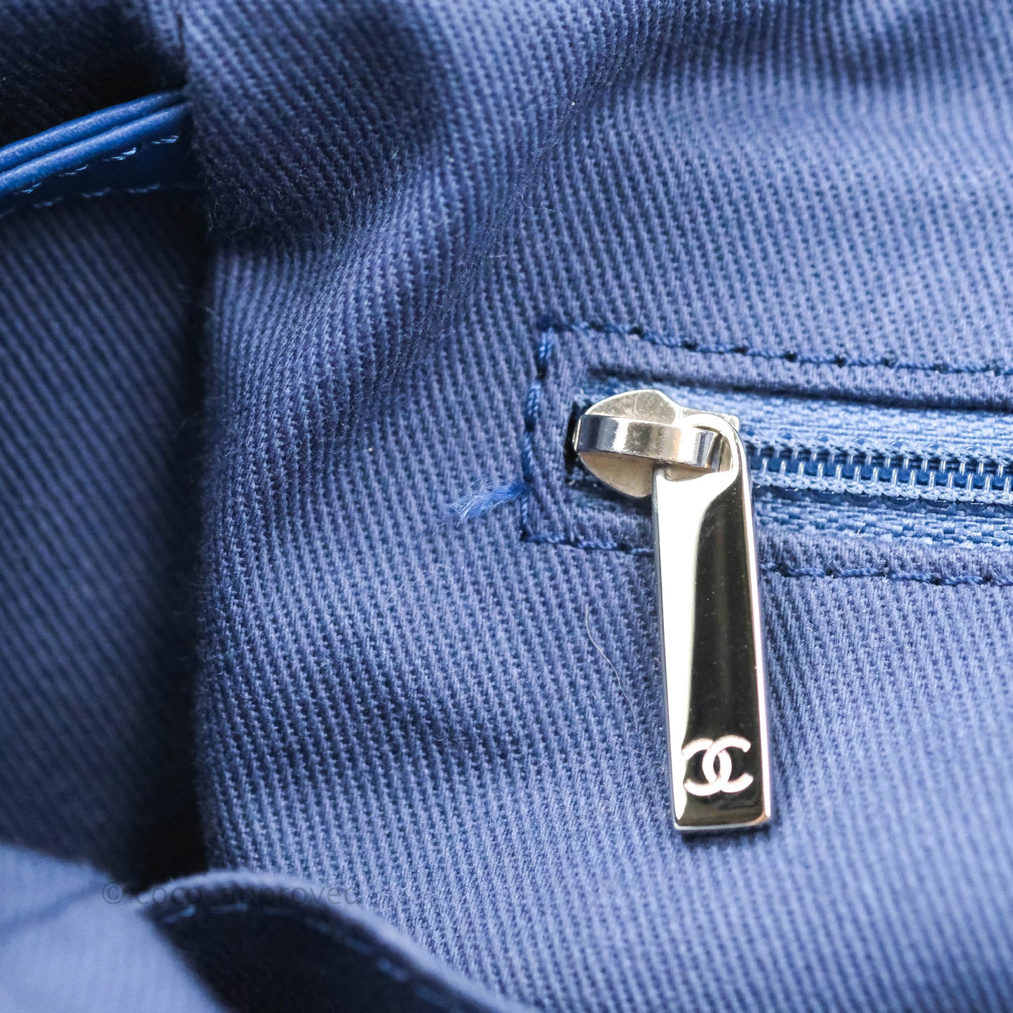 Chanel Large Deauville Blue Canvas Silver Hardware