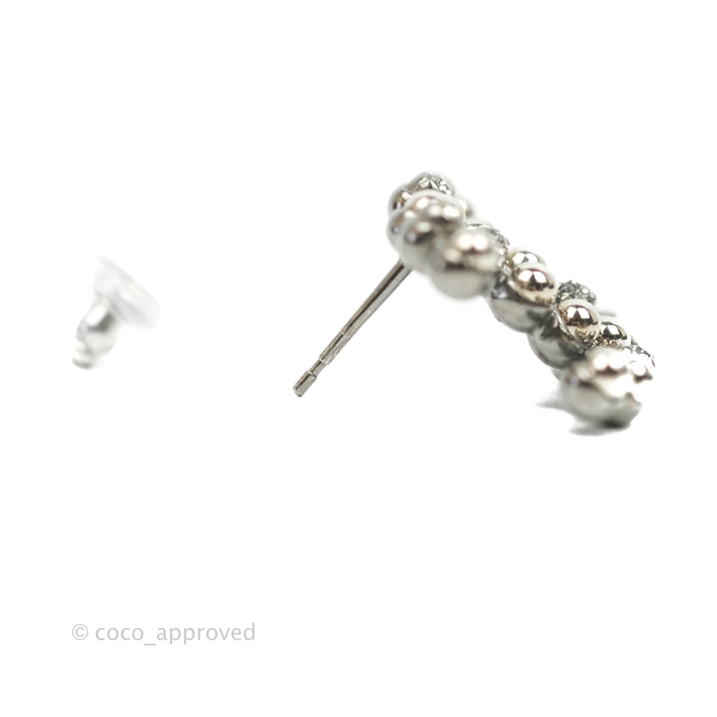 Chanel CC Crystal Earrings Gun Metal 22S