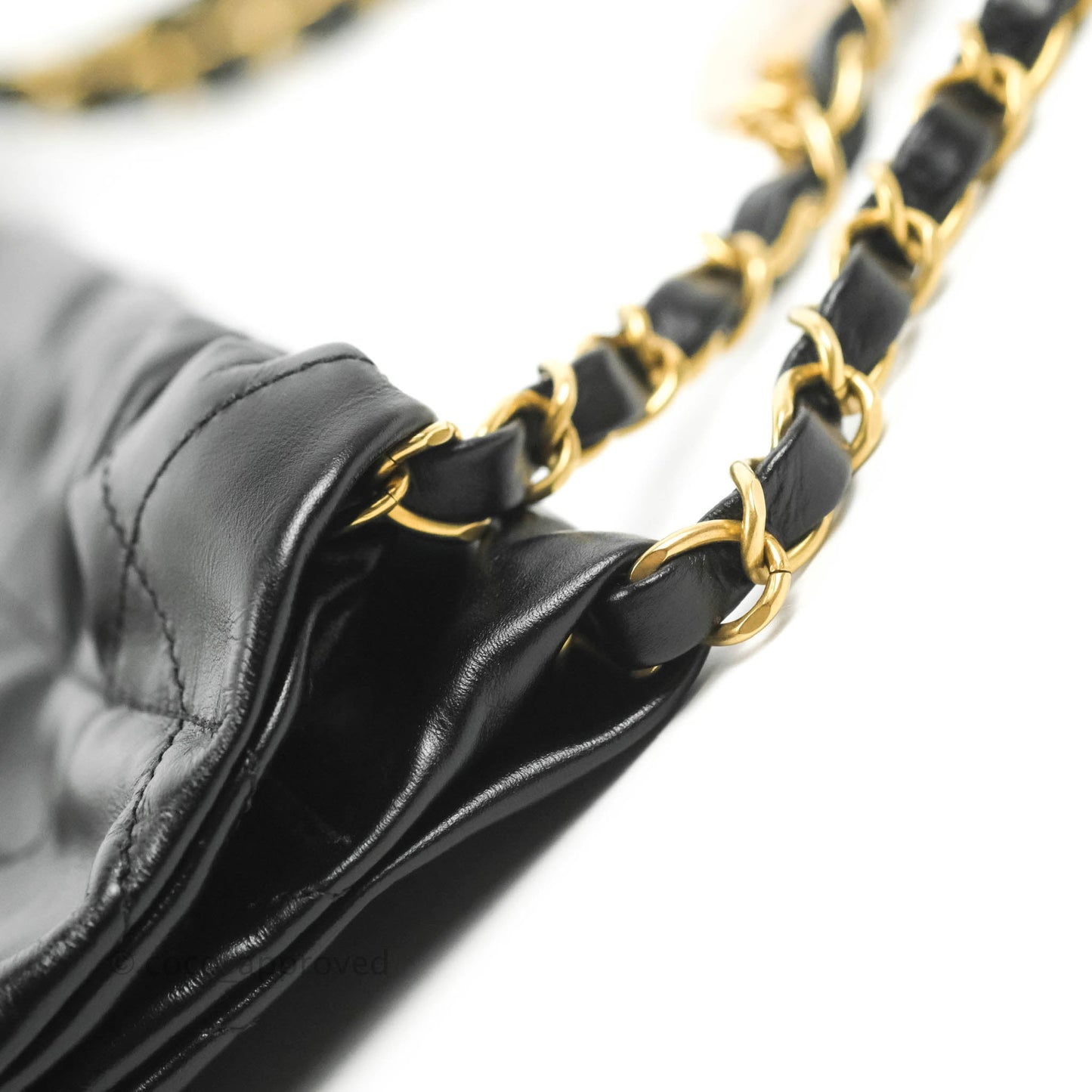 Chanel 22 Small Black Shiny Calfskin Aged Gold Hardware