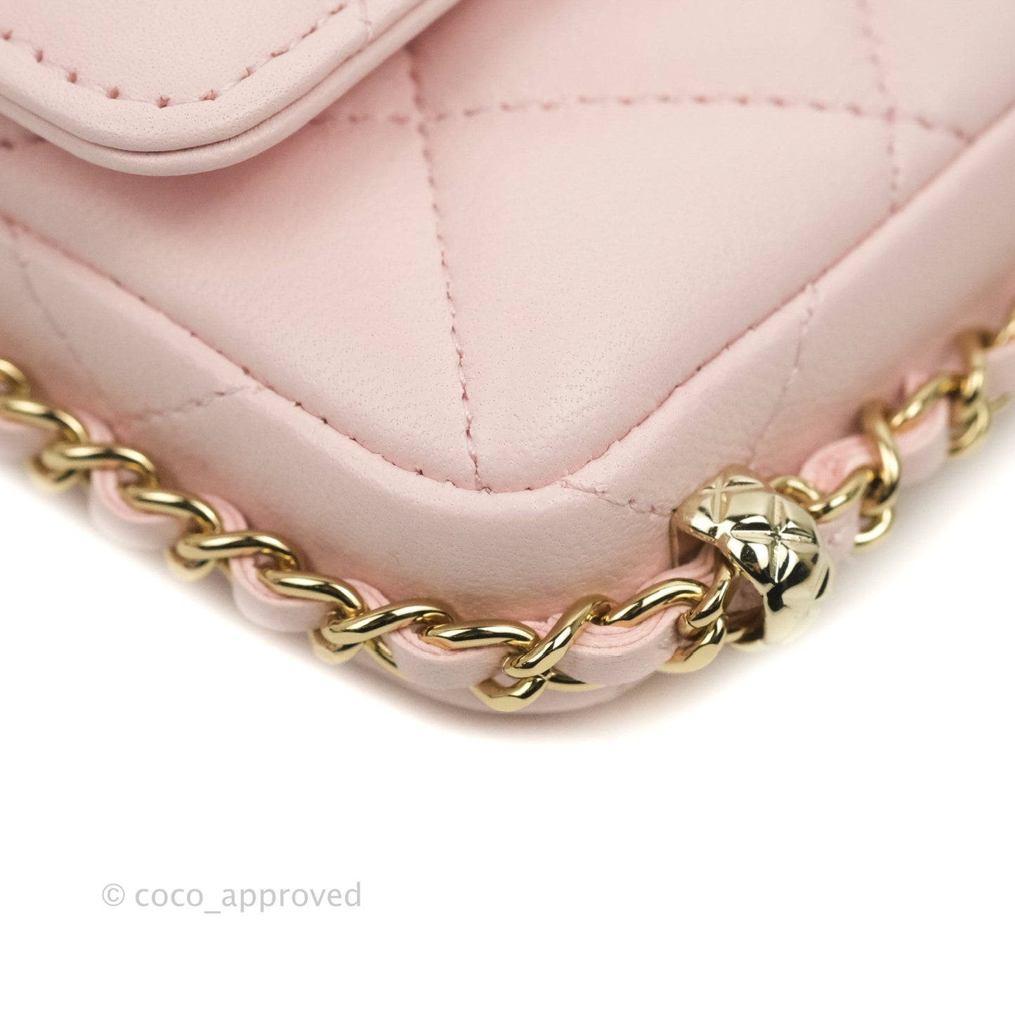 Chanel Mini Clutch With Chain Pink Lambskin Gold Hardware