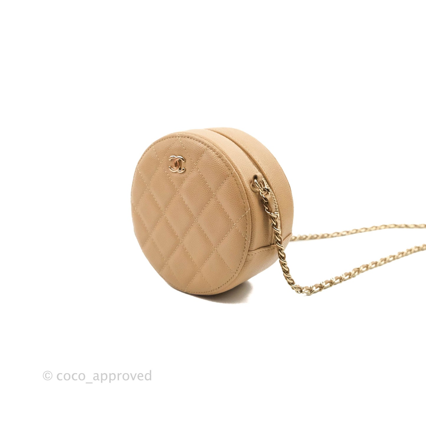 Chanel Round Circle Bag Dark Beige Caviar Light Gold Hardware