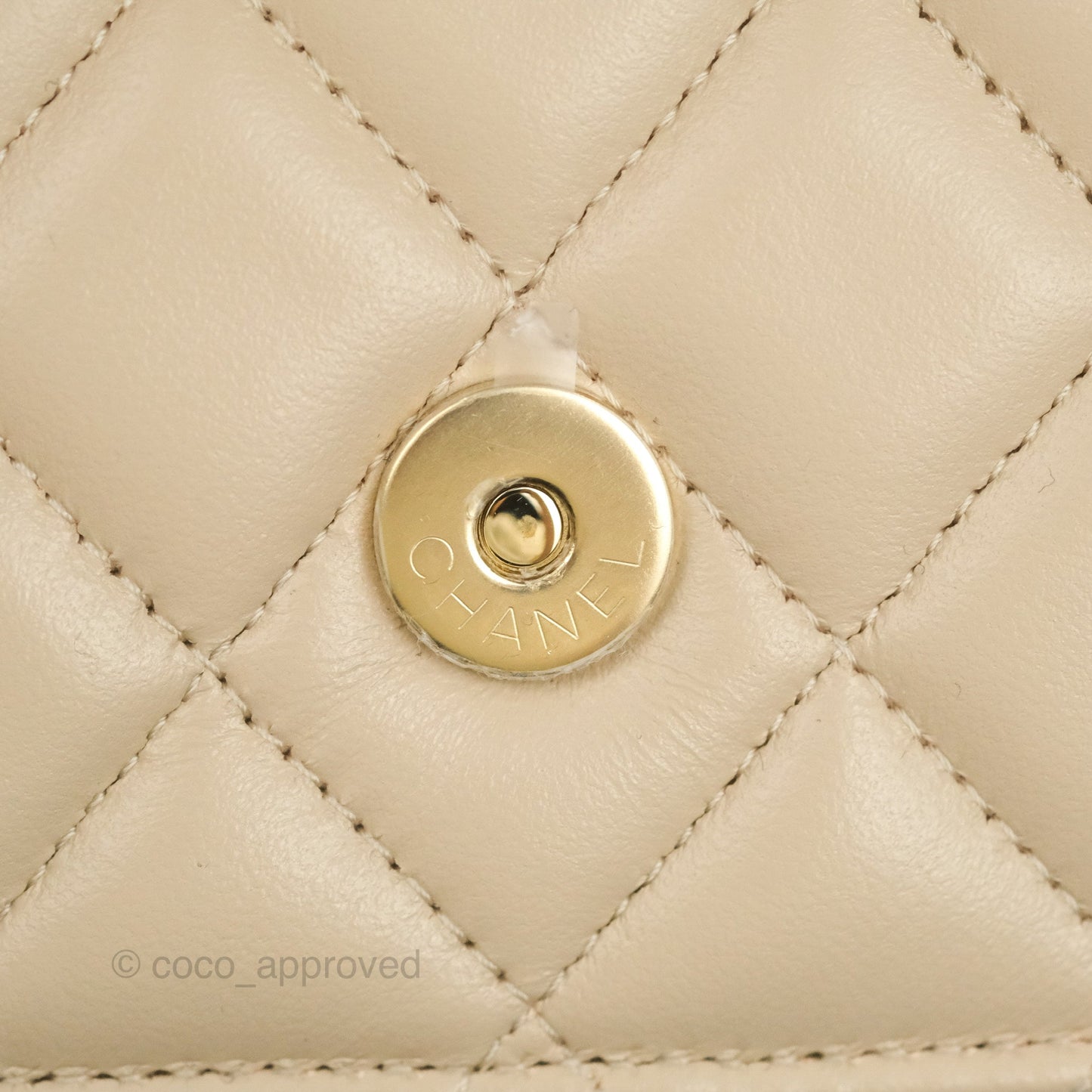 Chanel Top Handle Mini WOC Ecru/Beige Lambskin Gold Hardware 23P
