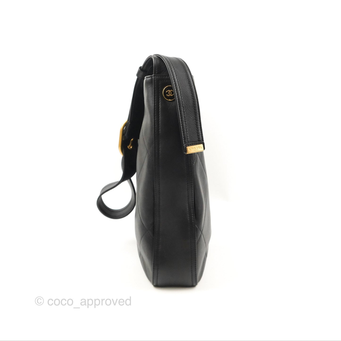 Chanel Large Stitched Easy Mood Hobo Black Calfskin