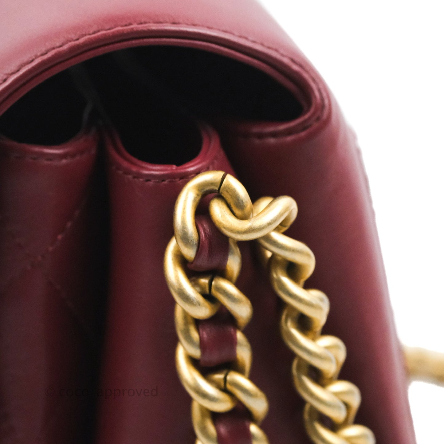 Chanel Flap Bag Dark Red Calfskin Aged Gold Hardware