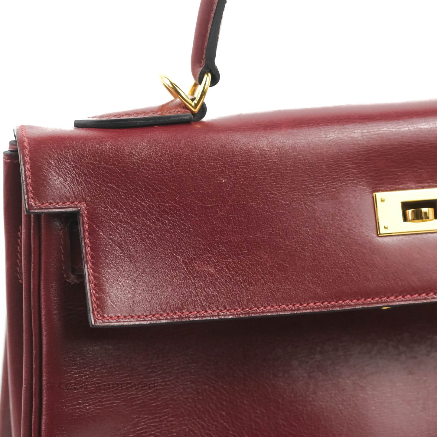 Hermès Vintage Kelly Retourne 32 Dark Red Gold Hardware