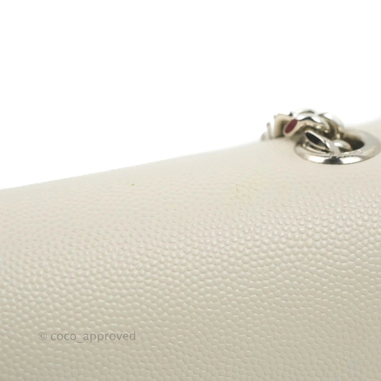 Saint Laurent Small Classic Monogram Kate Tassel Satchel White Grained Calfskin