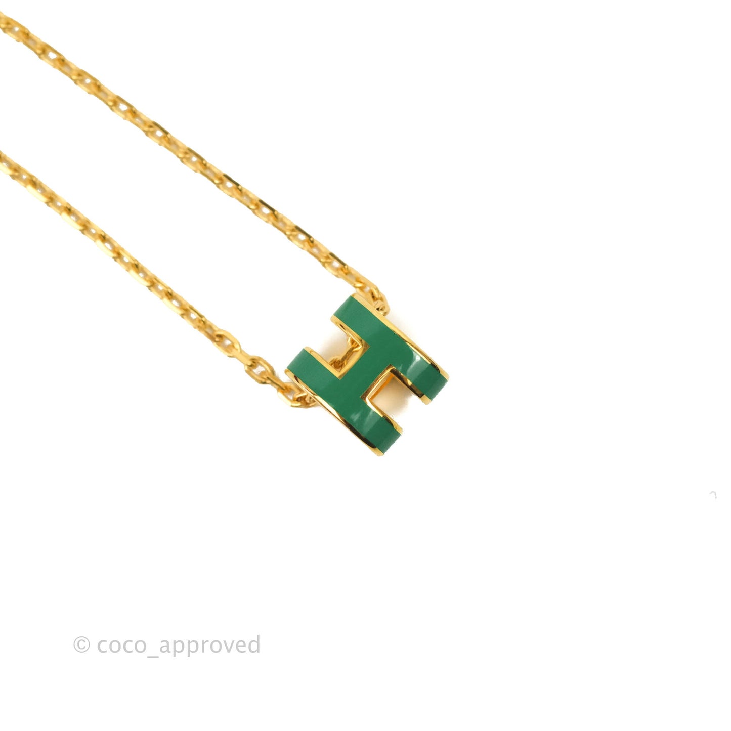 Hermès Mini Pop H Green Pendant Necklace Gold Hardware