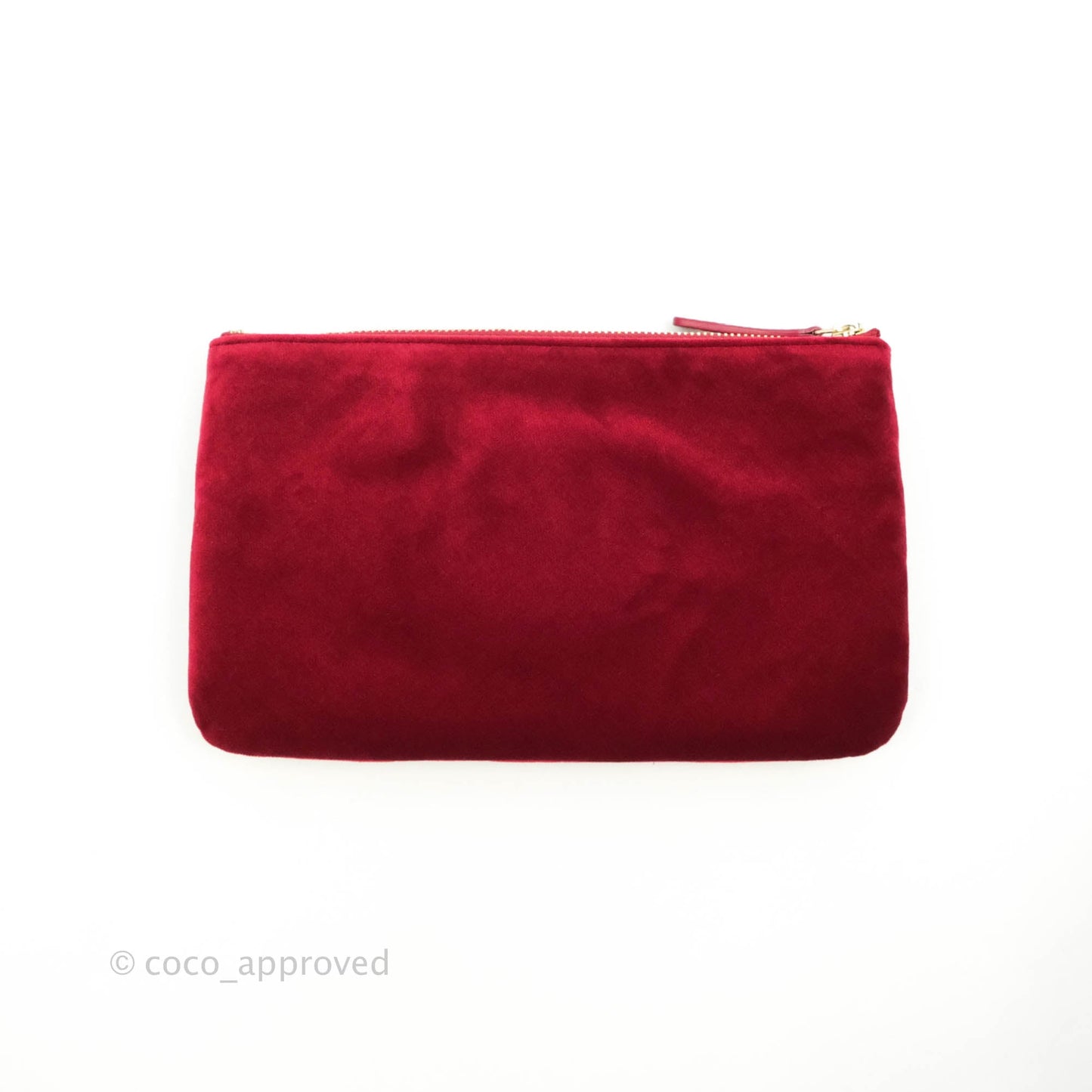 Chanel Red Velvet Pouch Gold Hardware