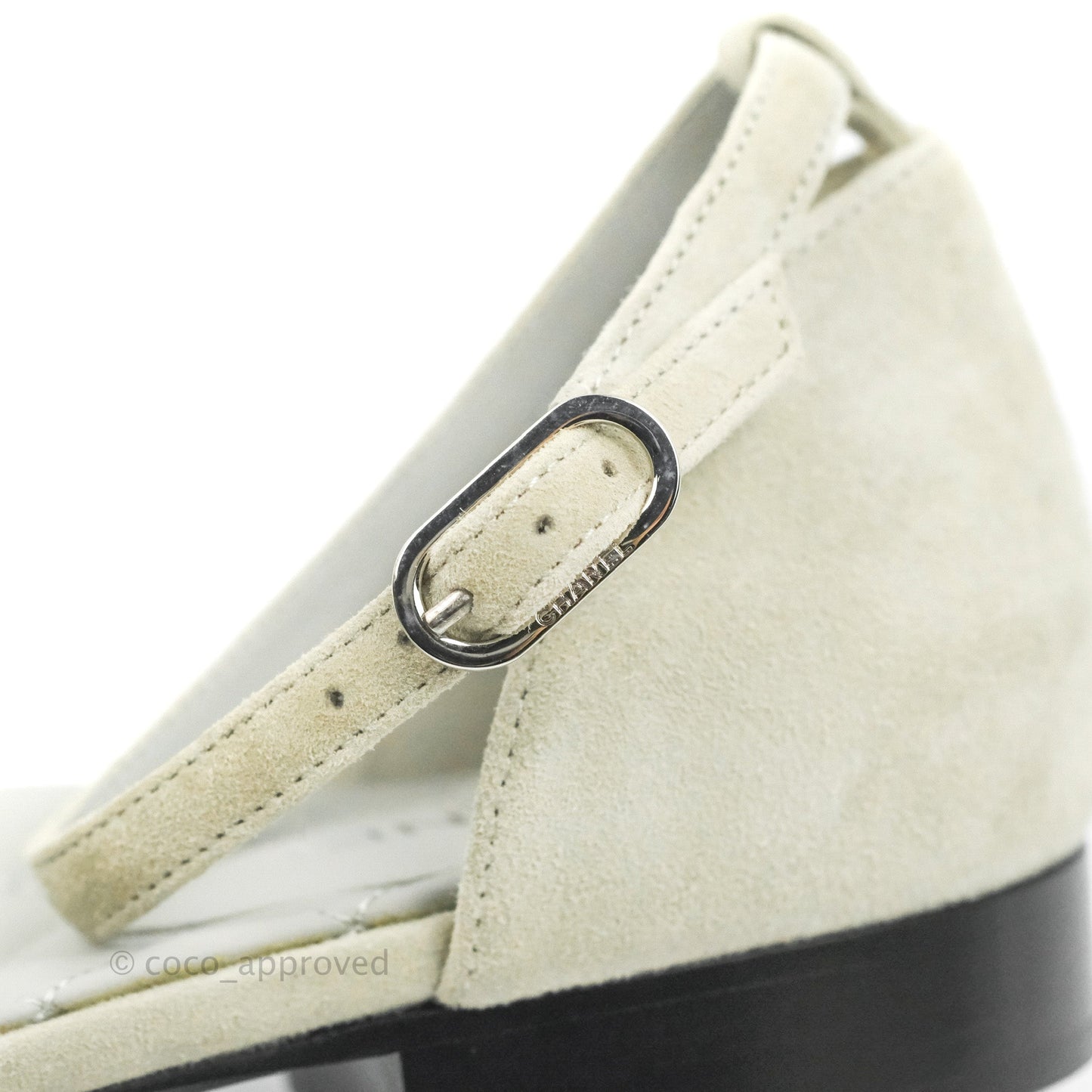 Chanel Suede Ballerina With Heels Grey Black Size 37C