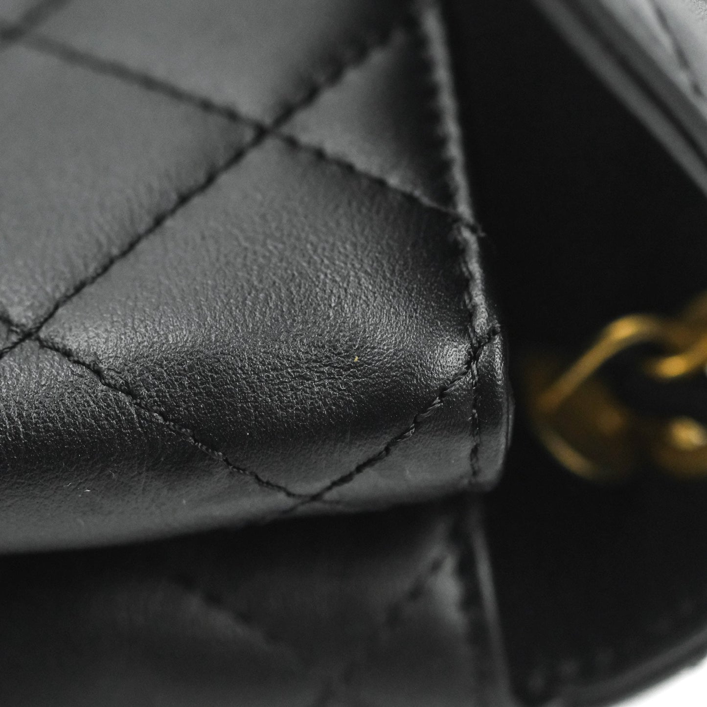 Chanel Small Chain Bar Flap Bag Black Calfskin Aged Gold Hardware