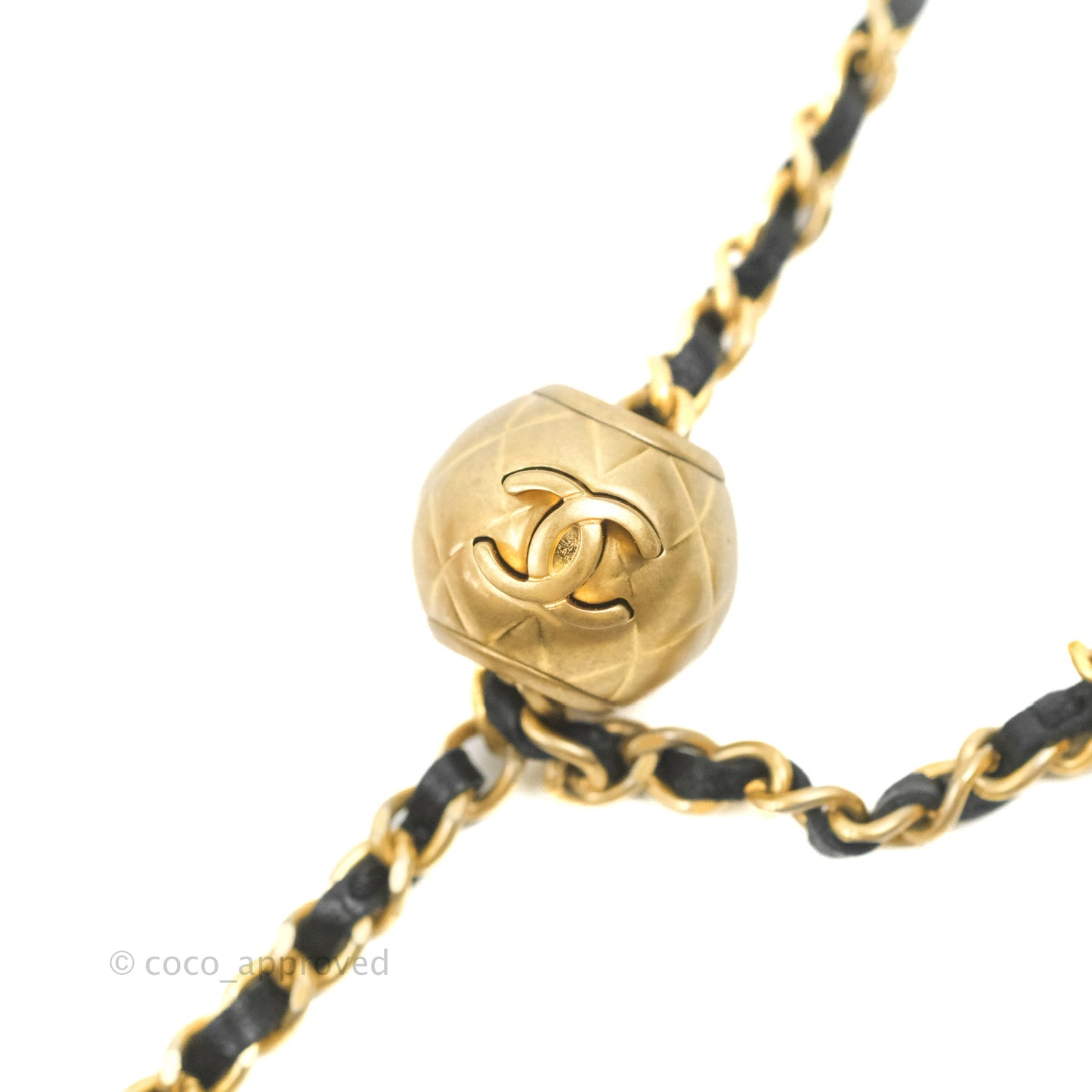 Chanel Pearl Crush Card Holder Black Lambskin Aged Gold Hardware