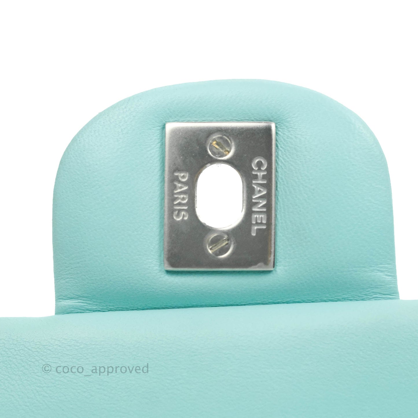 Chanel Small Classic Quilted Flap Tiffany Blue Lambskin Silver Hardware