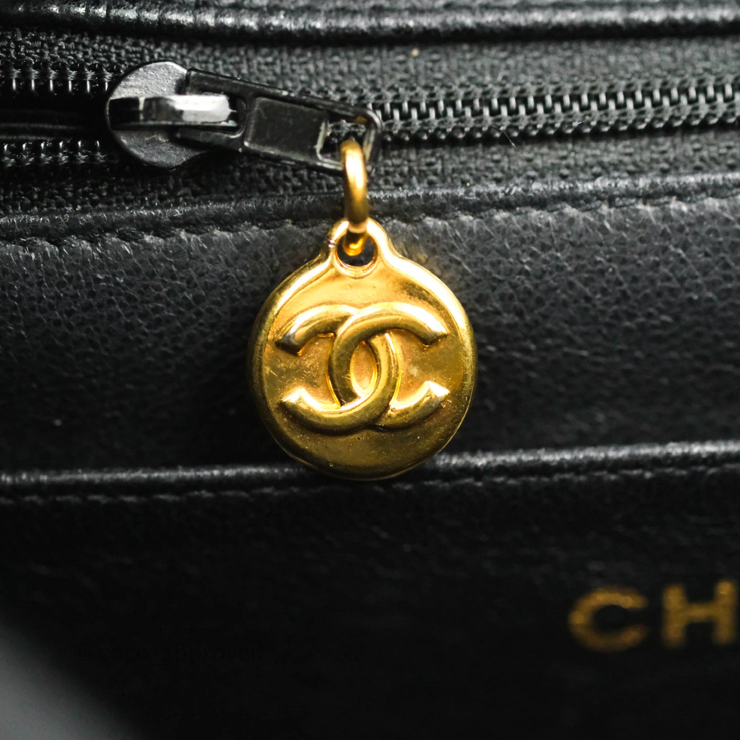 Chanel Vintage Chevron Envelope Flap Bag Black Caviar 24K Gold Hardware