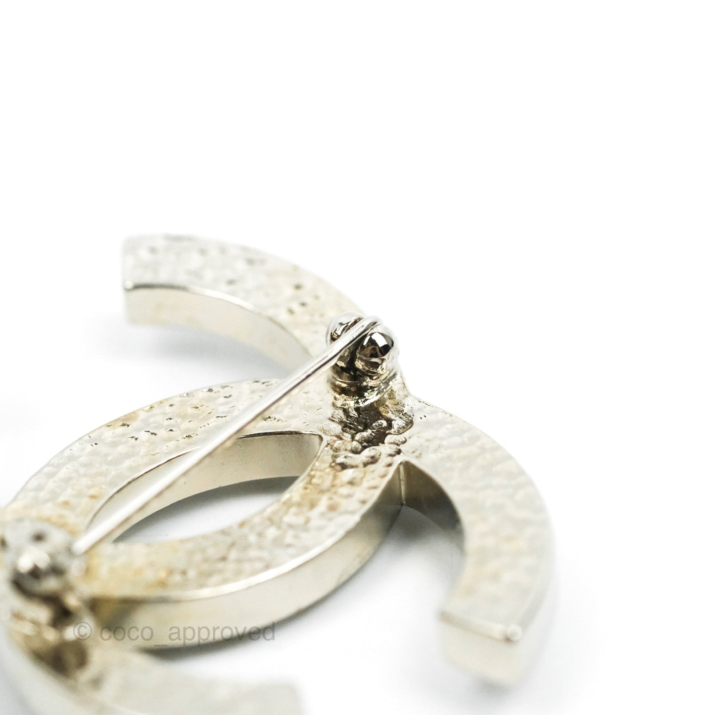 Chanel CC Pearl Brooch Silver Tone 13V